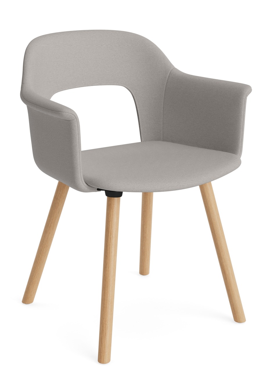 Layout Armchair 224 von Hay: Moderner Armlehnstuhl in Grau mit Holzbeinen für Esszimmer und Wohnbereich.