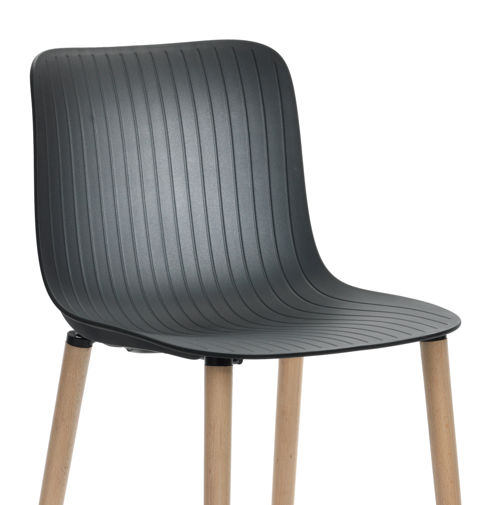 Schwarzer Dragonfly Stuhl mit Holzbeinen. Moderner Stuhl für Esszimmer und Büro.