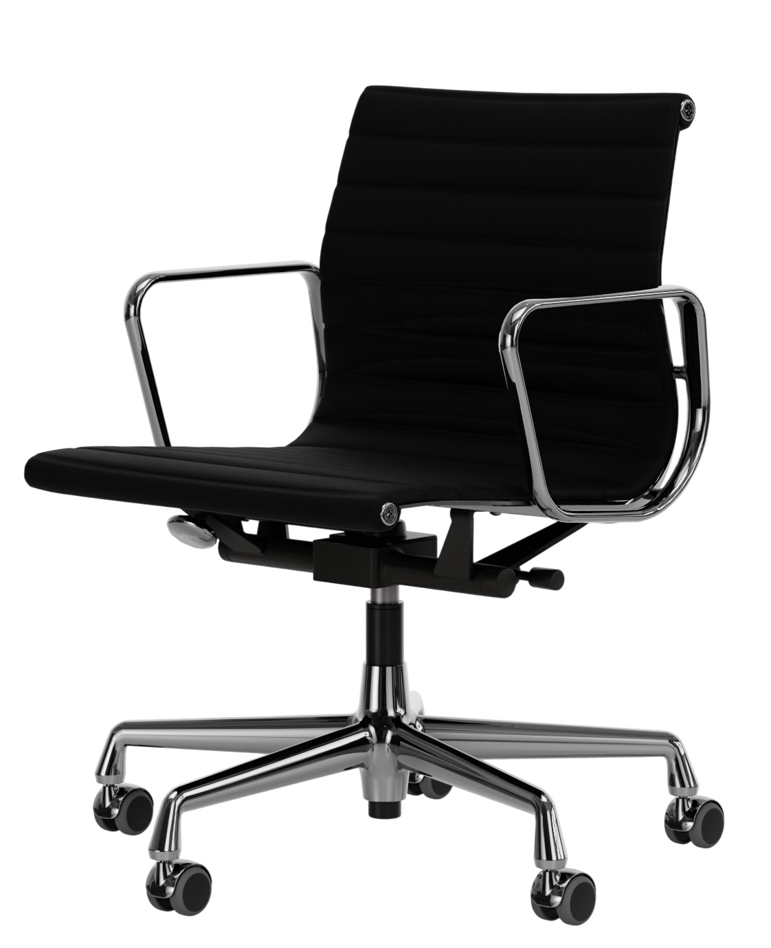 Aluminium stoel EA 118 / EA118 Stoel Leder Premium Nero Vitra