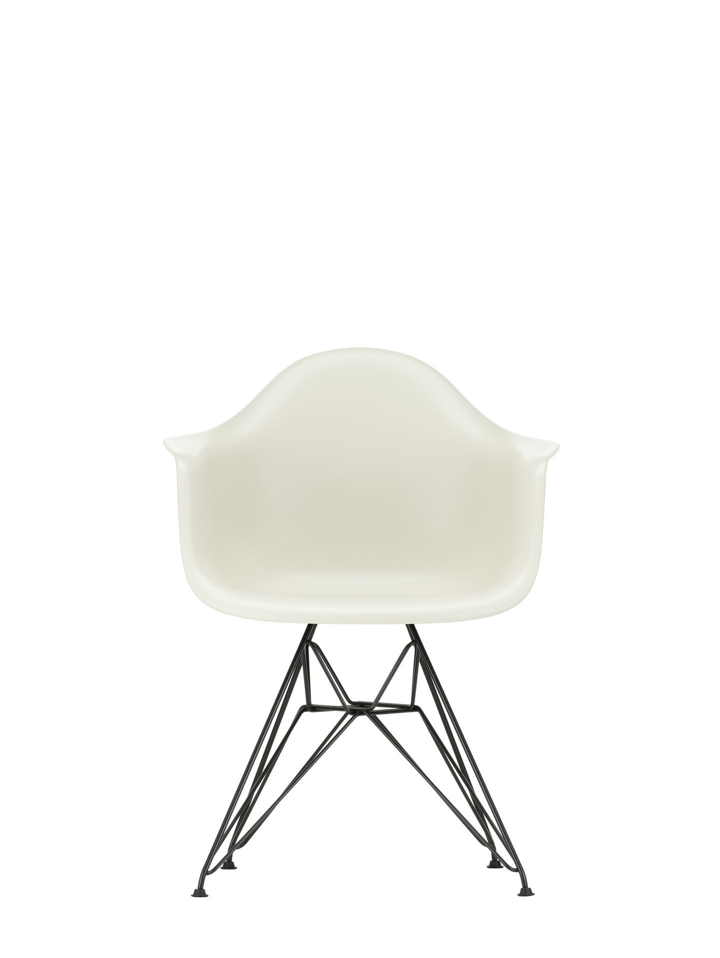 Eames Plastic Arm Chair DAR Stuhl in Forest mit schwarzem Eiffelturm-Untergestell.