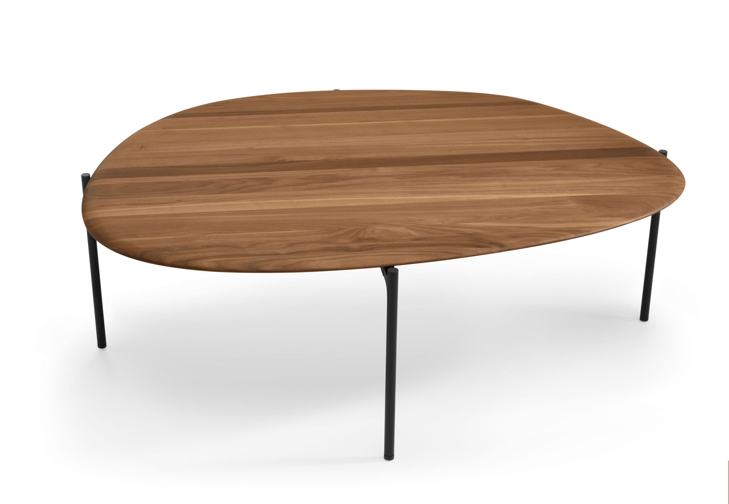 Ishino Wood Table von Walter Knoll, moderner Beistelltisch mit Holzplatte und schwarzem Metallgestell.