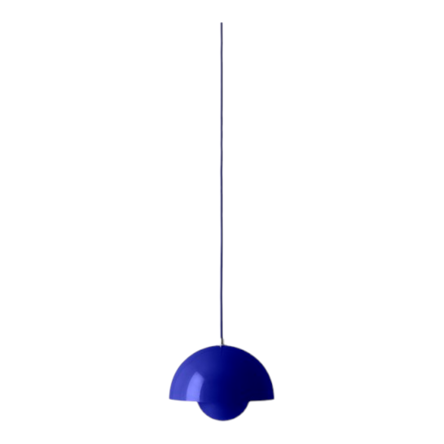 Blaue VP1 Flowerpot Pendelleuchte von AndTradition, moderne Hängelampe für Wohnzimmer und Esszimmer.