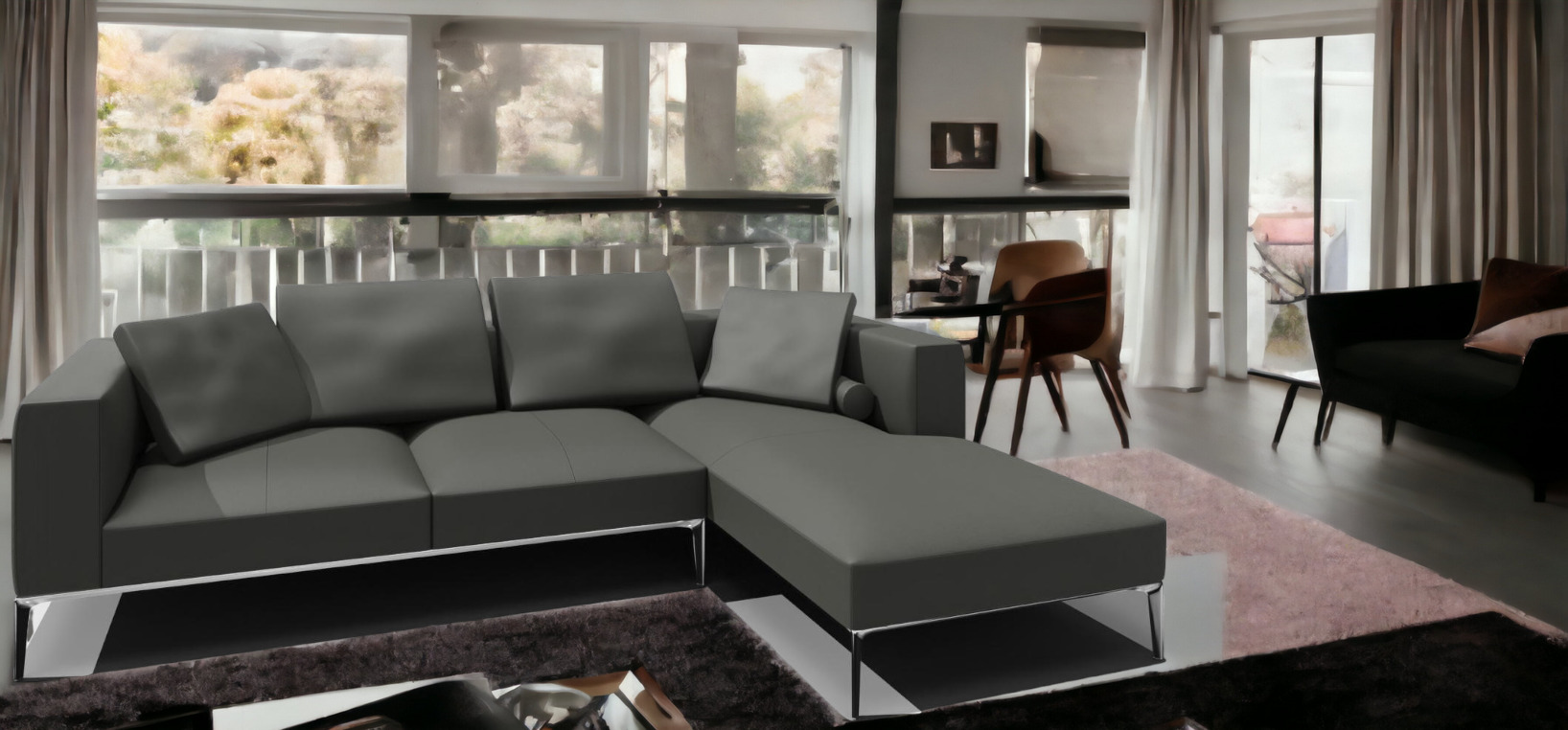 Jaan Living Sofa, 3-Sitzer mit Kissen, Garbo Moonlight Stoff, modernes Wohnzimmer Design.
