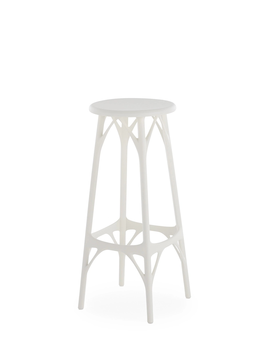 Weißer A.I. Hocker Light H75cm von Kartell: Moderner Barhocker aus Kunststoff für Küche und Bar.