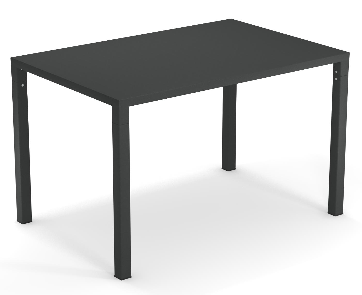 Nova Tisch Outdoor von Emu, rechteckiger Gartentisch mit anthrazitfarbener Tischplatte und vierkantigen Tischbeinen.