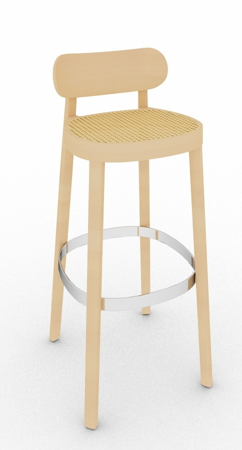 Heller Holzstuhl mit Rückenlehne und Wiener Geflecht Sitzfläche, Modell 118 H.