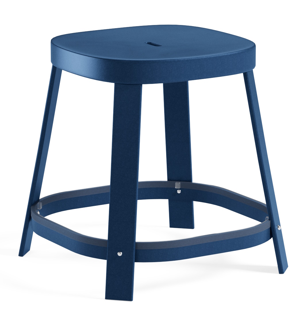 Blauer Thor Dining Stool Barhocker von Emu für den Außenbereich, niedrige Sitzhöhe.