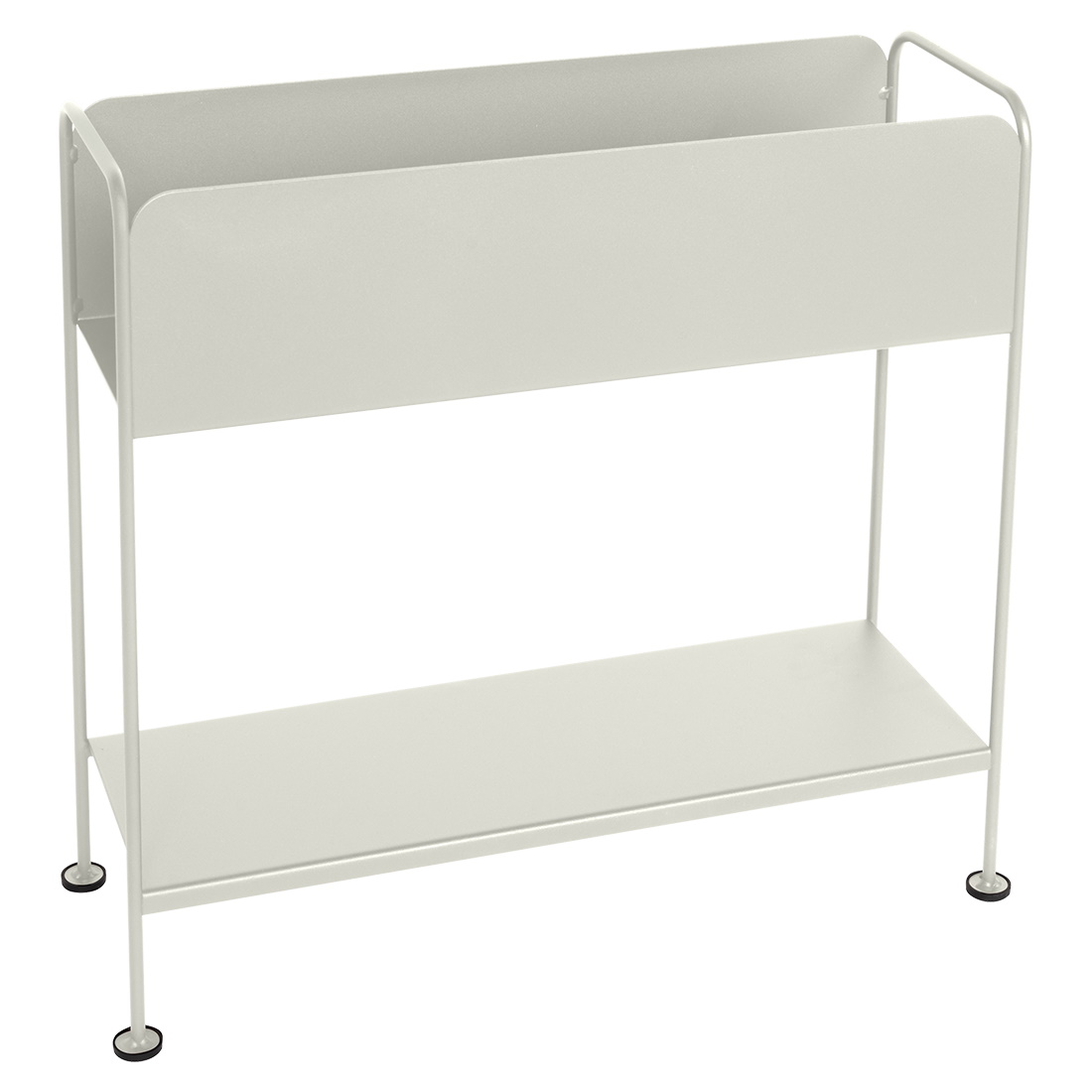 Fermob Picolino Übertopf Outdoor in Weiß, minimalistisches Design mit zwei Ebenen für Pflanzen und Gartenzubehör.