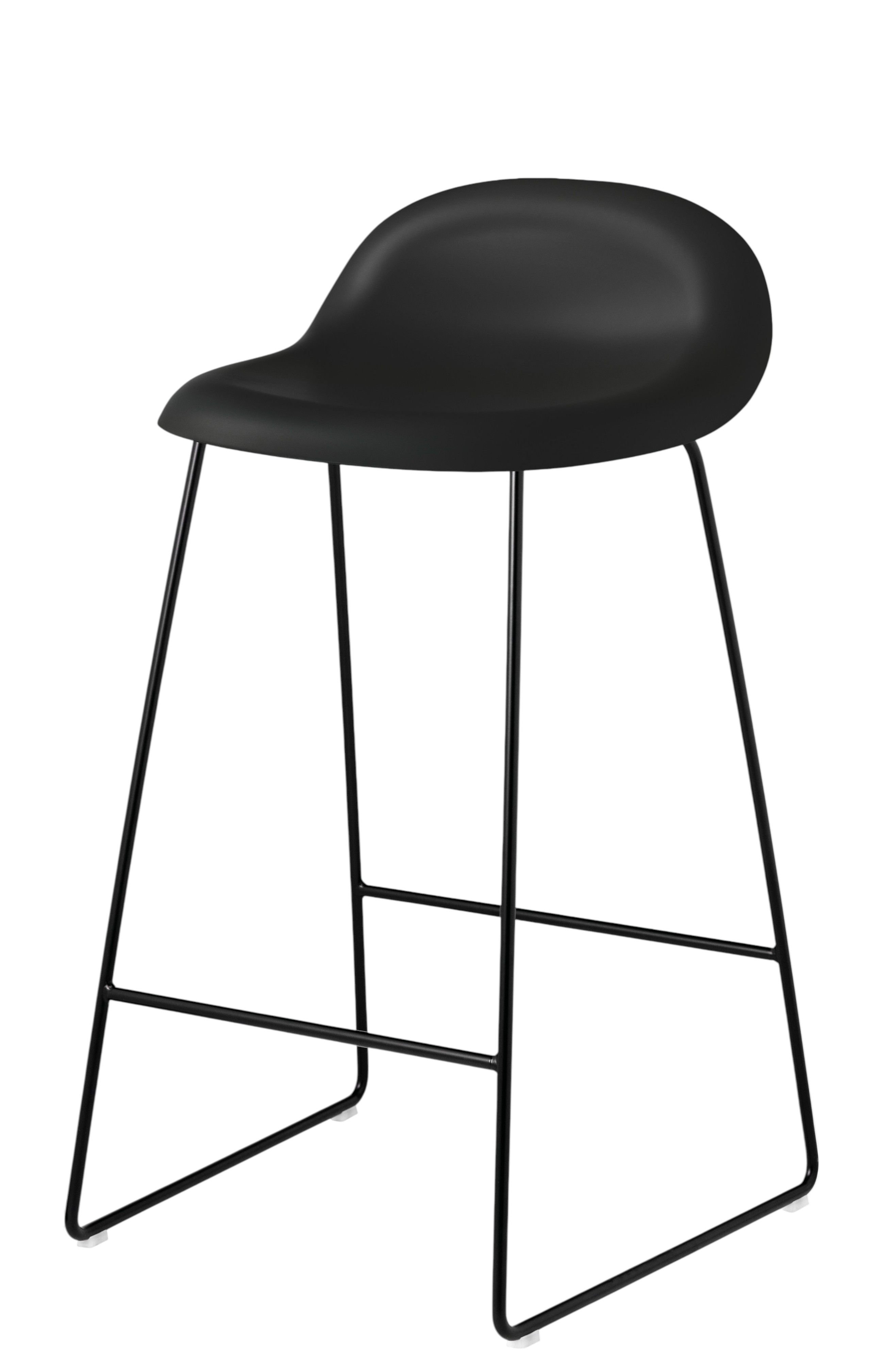 3D-barkruk 65, kunststof, zwart - Sledge Base, Gubi