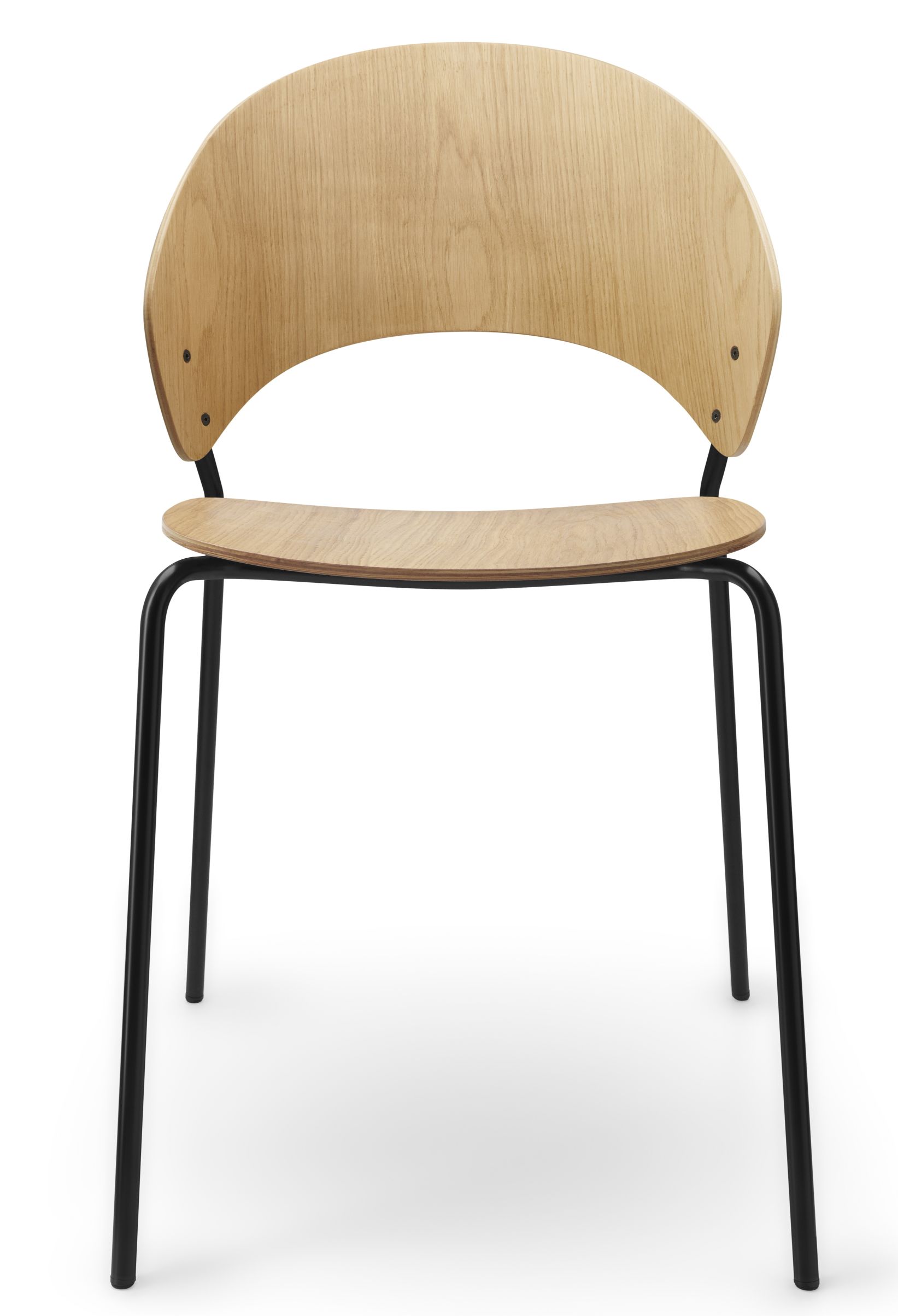 Dosina Stuhl mit hellem Holz und schwarzem Metallgestell. Moderner Esszimmerstuhl für stilvolles Wohnen.