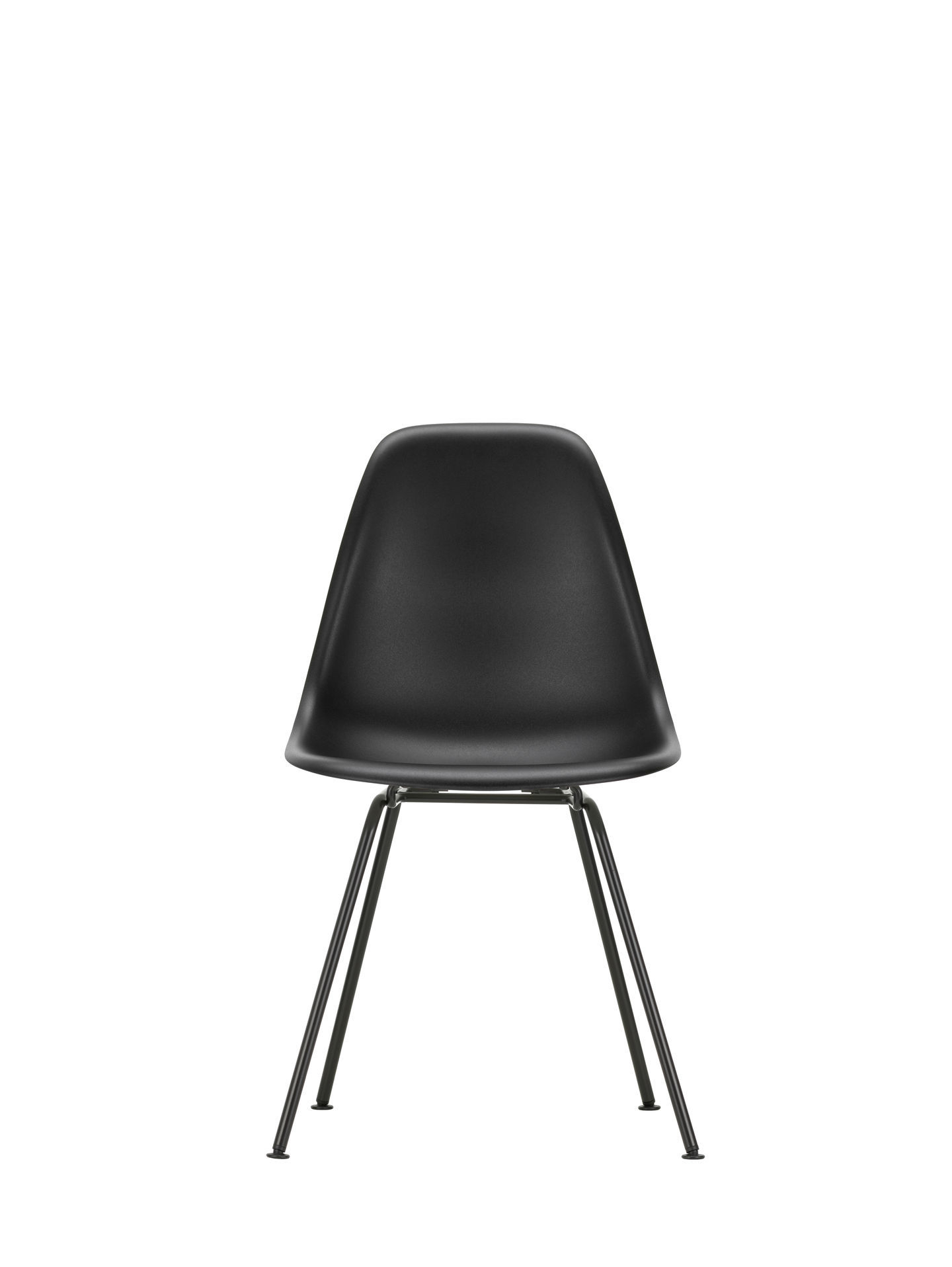 Eames Plastic Side Chair DSX in Schwarz-Granitgrau: moderner Vitra Stuhl mit Metallgestell für Esszimmer.