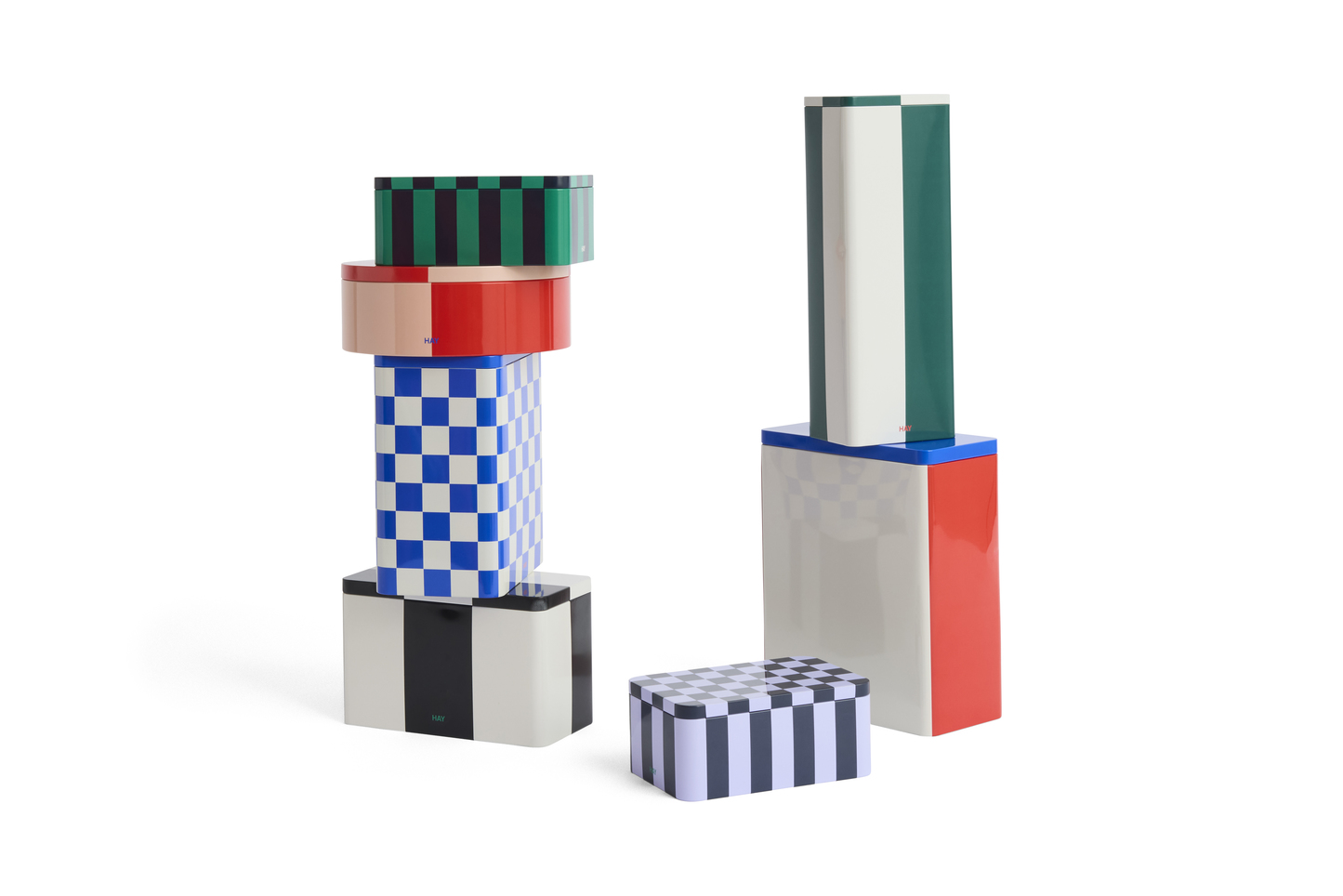 Tin Container Small Green and off-white Opbergdoos Hay