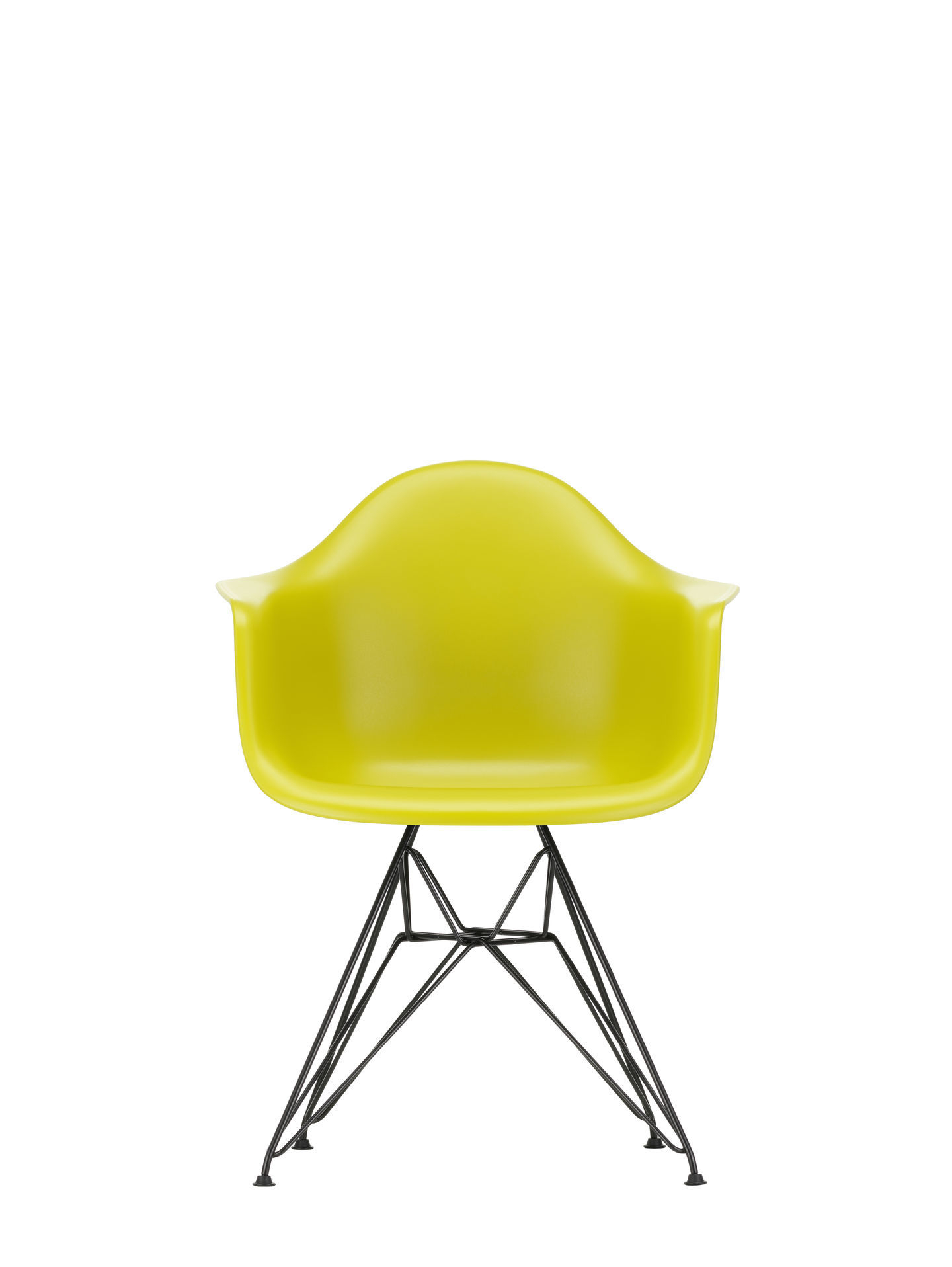 Eames Plastic Arm Chair DAR Stuhl in Forest; Vitra Designstuhl mit schwarzem Eiffelturm-Untergestell.