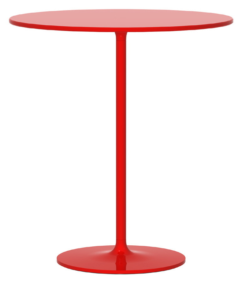 Roter Poppy Beistelltisch von Rexite, runder Tisch mit zentralem Fuß, modernes Design.