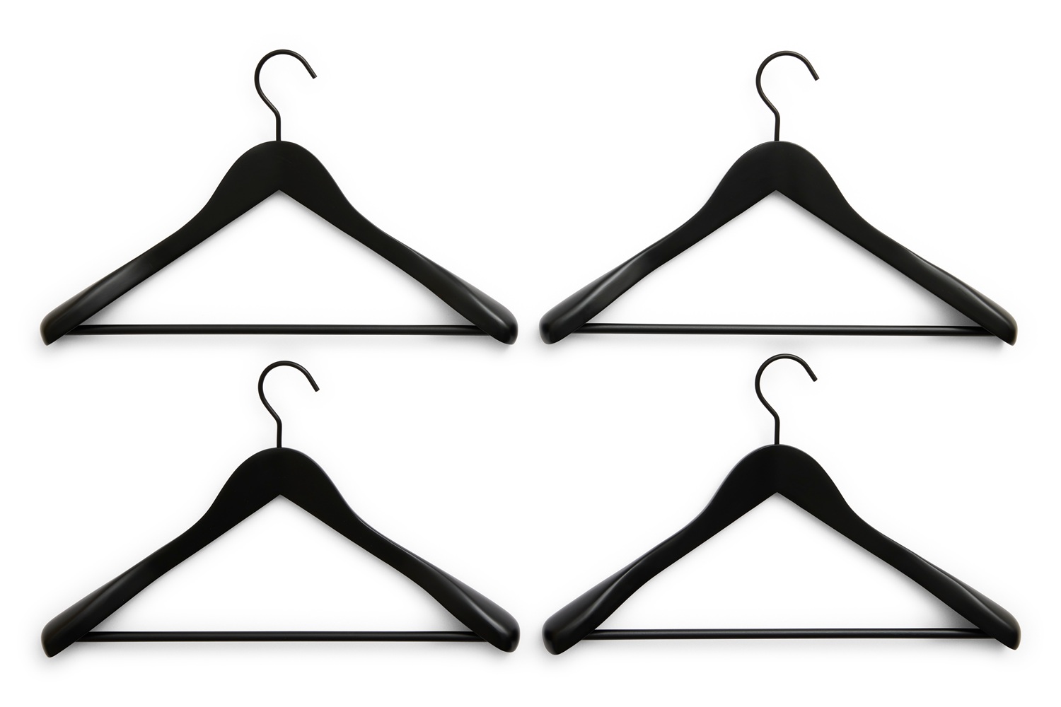 Smooth Coat Hanger with Bar Wide Kledinghanger, set van 4, Hay