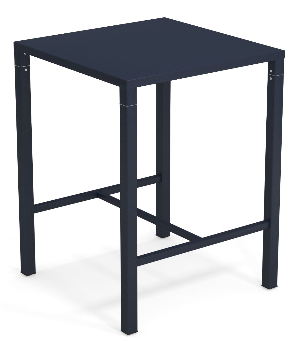 Nova Hochtisch Outdoor Emu: Quadratischer, dunkelblauer Stehtisch für den Außenbereich, ideal für Garten, Terrasse und Balkon.