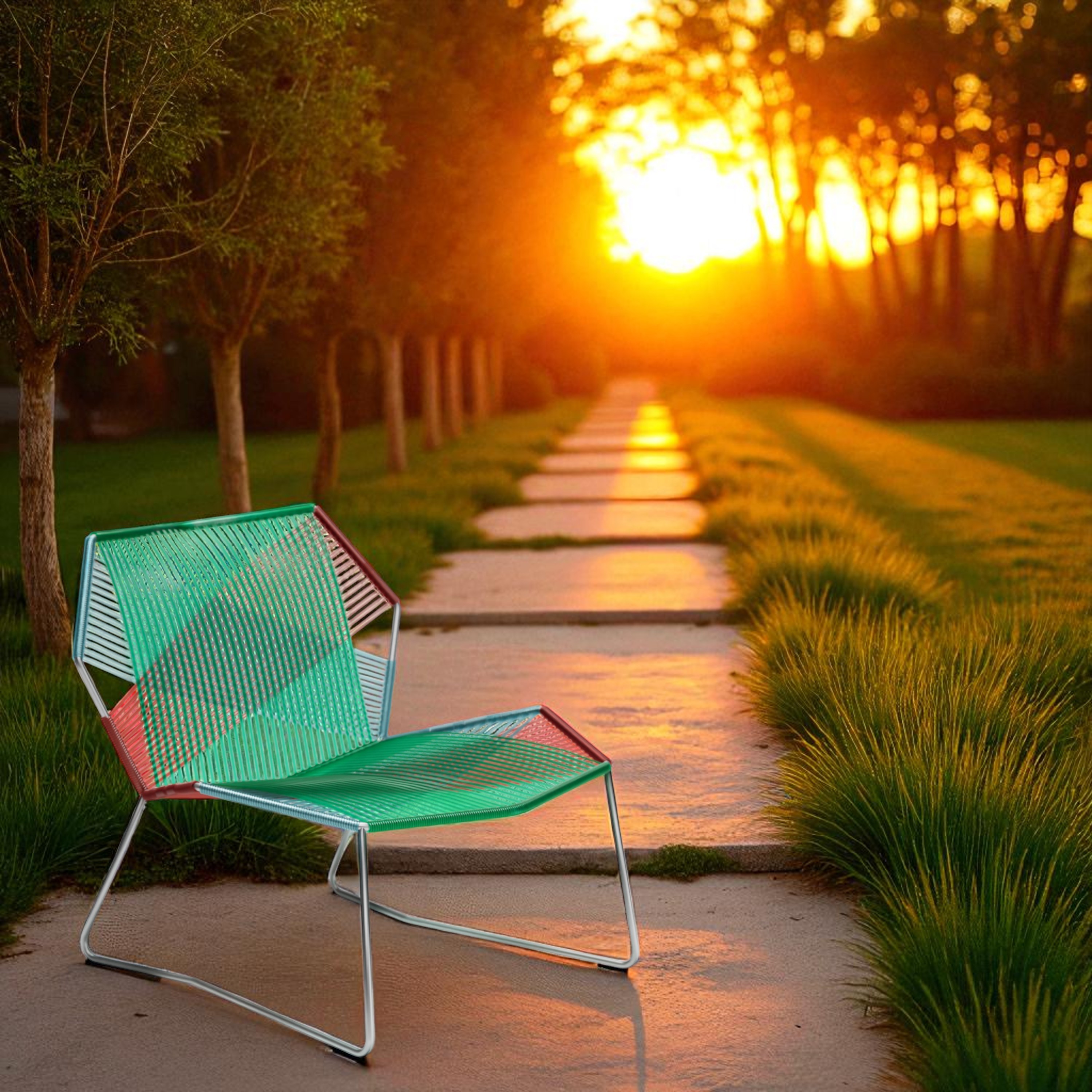Tropicalia TR0 Outdoor Sessel von Moroso, grünes Polymer-Design, moderne Gartenmöbel für Terrasse und Balkon.