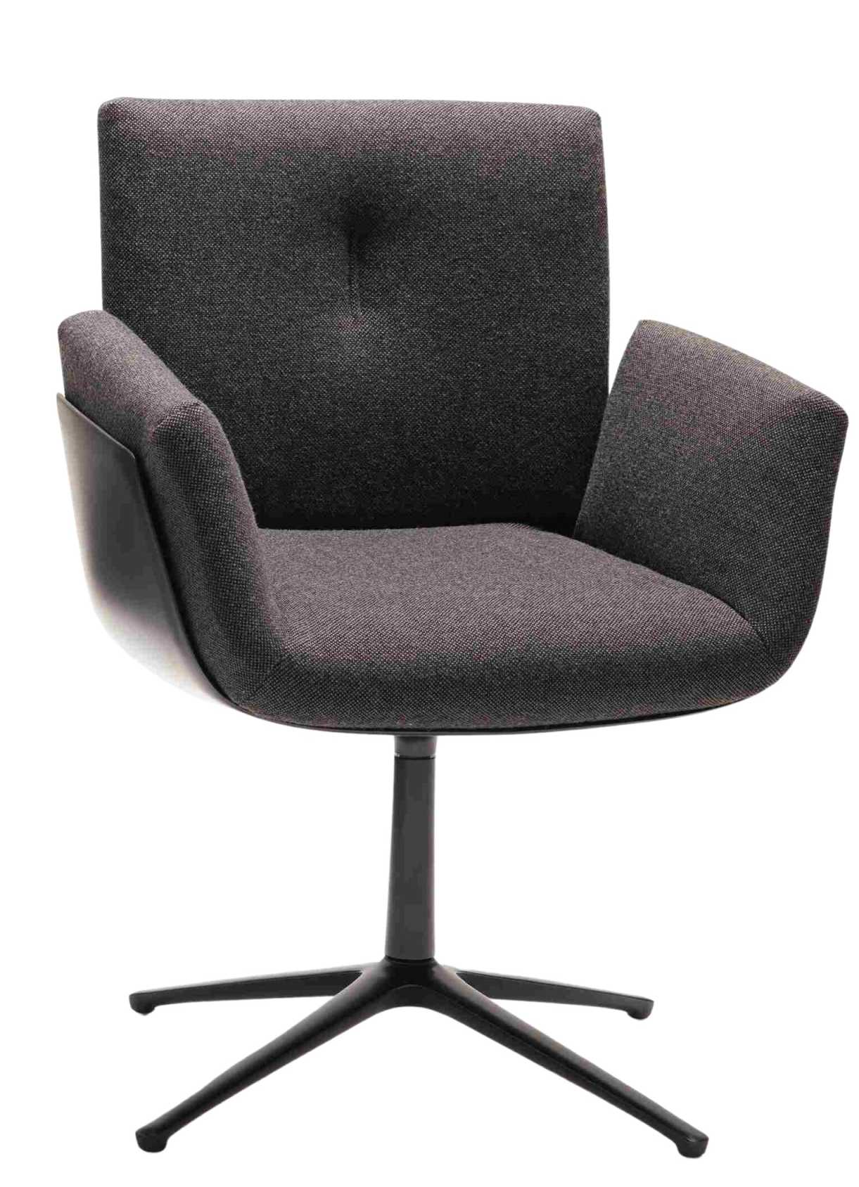 Alvo Drehstuhl mit Armlehnen und schwarzem 4-Fuß-Gestell, ideal für Büro und Wohnbereich.