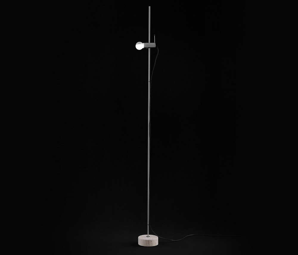 Agnoli Stehleuchte von Oluce: Moderne Stehlampe mit minimalistischem Design und hellem Licht.