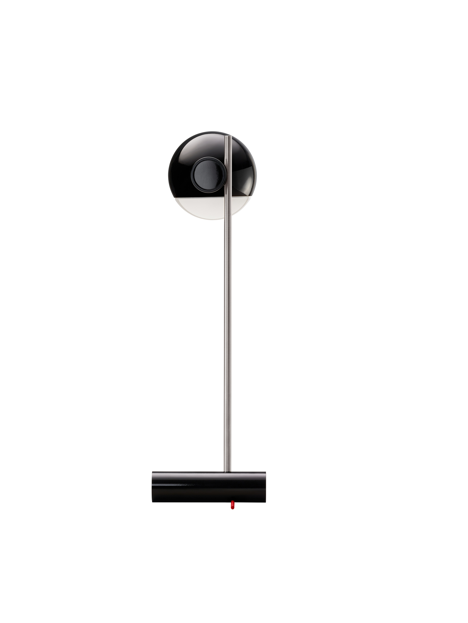 Schwarze L25 Tischleuchte von Tecta mit LED-Beleuchtung, glänzend, für Schreibtisch und Nachttisch.