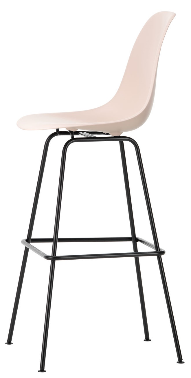 Vitra Eames Plastic Bar Stool High in Creme mit schwarzem Metallgestell, moderner Barhocker.