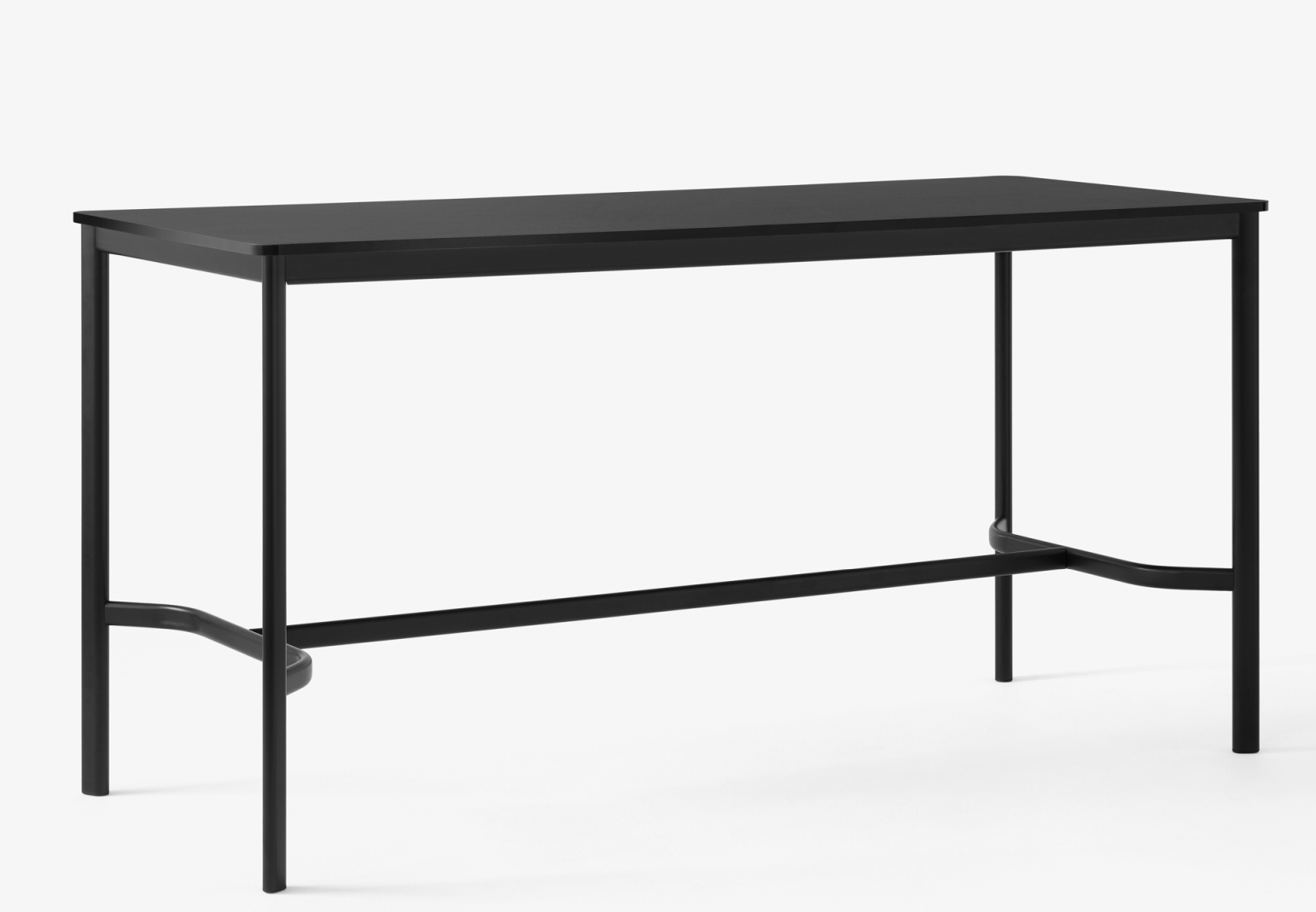 Schwarzer AndTradition Drip High Table Stehtisch mit minimalistischem Design und filigranem Stahlgestell auf weißem Hintergrund.