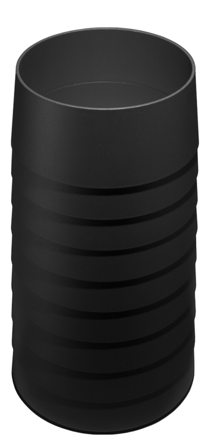 Schwarzer Rexite Papierkorb/Schirmständer mit gerippter Oberfläche, ideal für Büro oder Zuhause, modernes Design.
