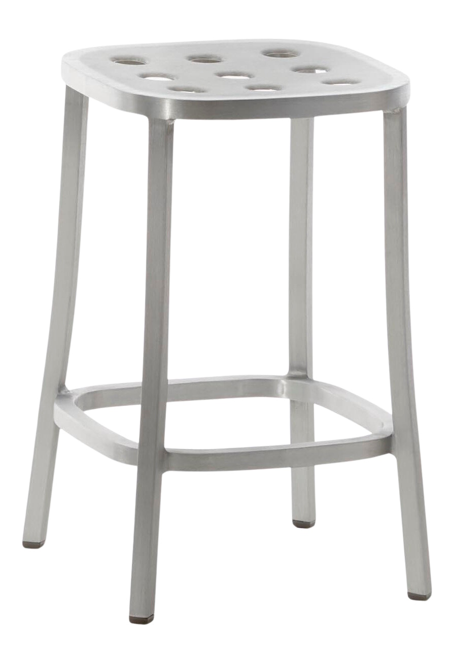 Emeco 1 Inch Aluminium Barhocker, moderner Hocker aus Metall für Küche oder Bar.