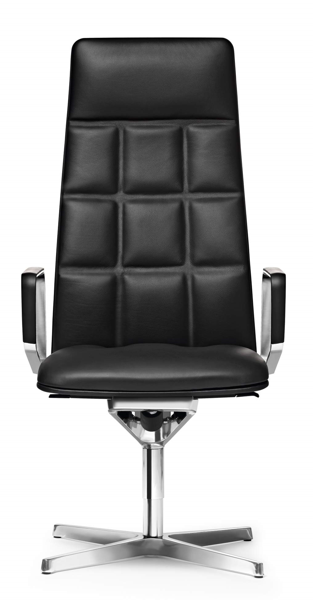 Walter Knoll Leadchair Executive Bürostuhl in Schwarz, Leder, mit Armlehnen und Aluminiumfußkreuz.