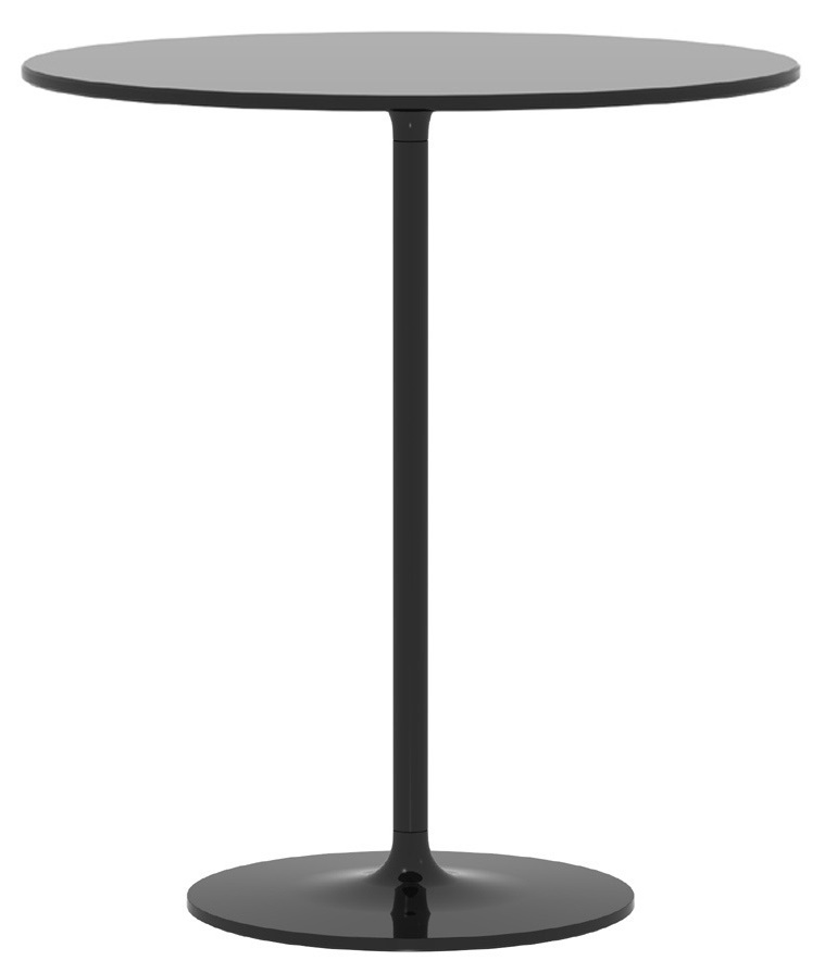 Schwarzer Poppy Beistelltisch von Rexite mit runder Tischplatte und zentralem Fuß, modernes Design für Wohnzimmer.