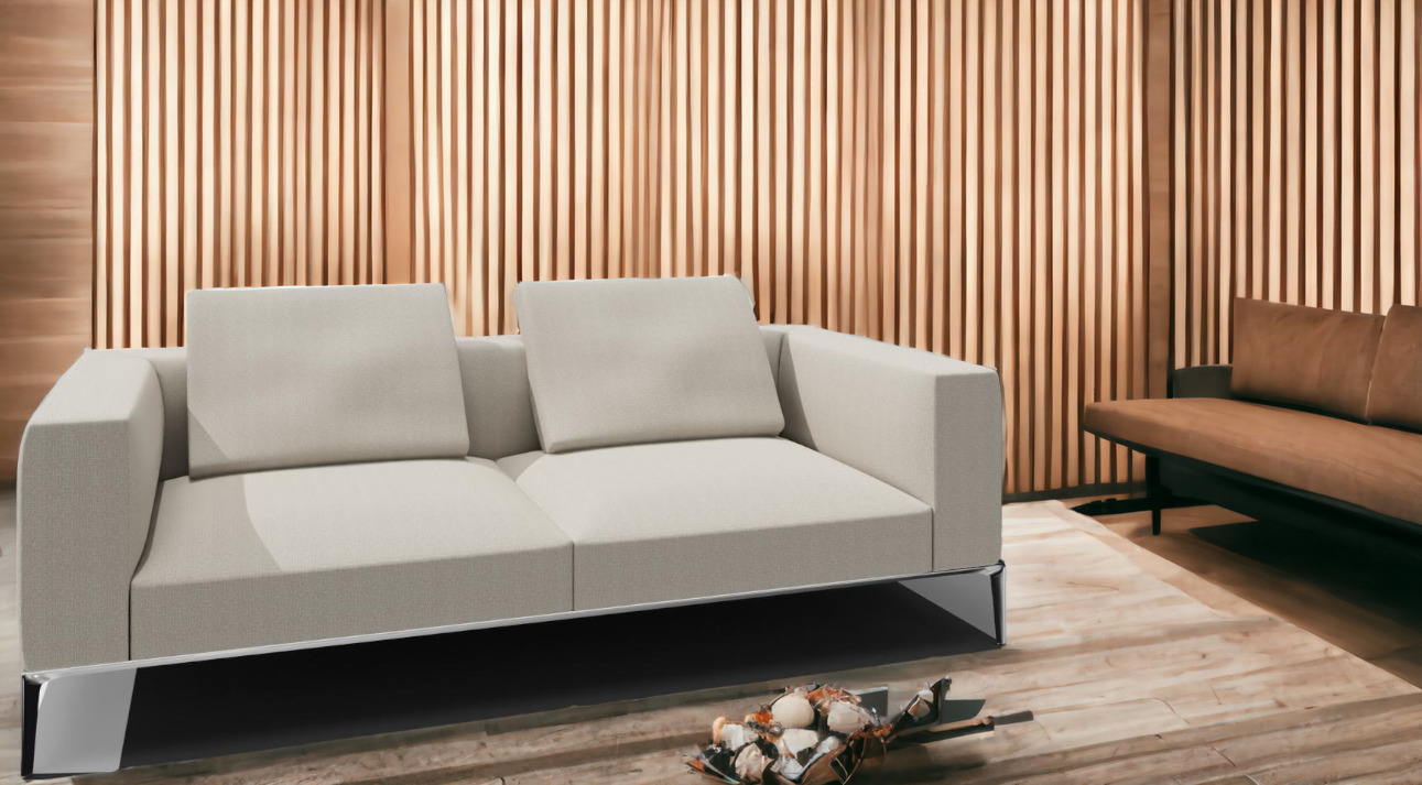 Jaan Living Sofa, 3-Sitzer in Silber mit zwei Rückenkissen von Walter Knoll.