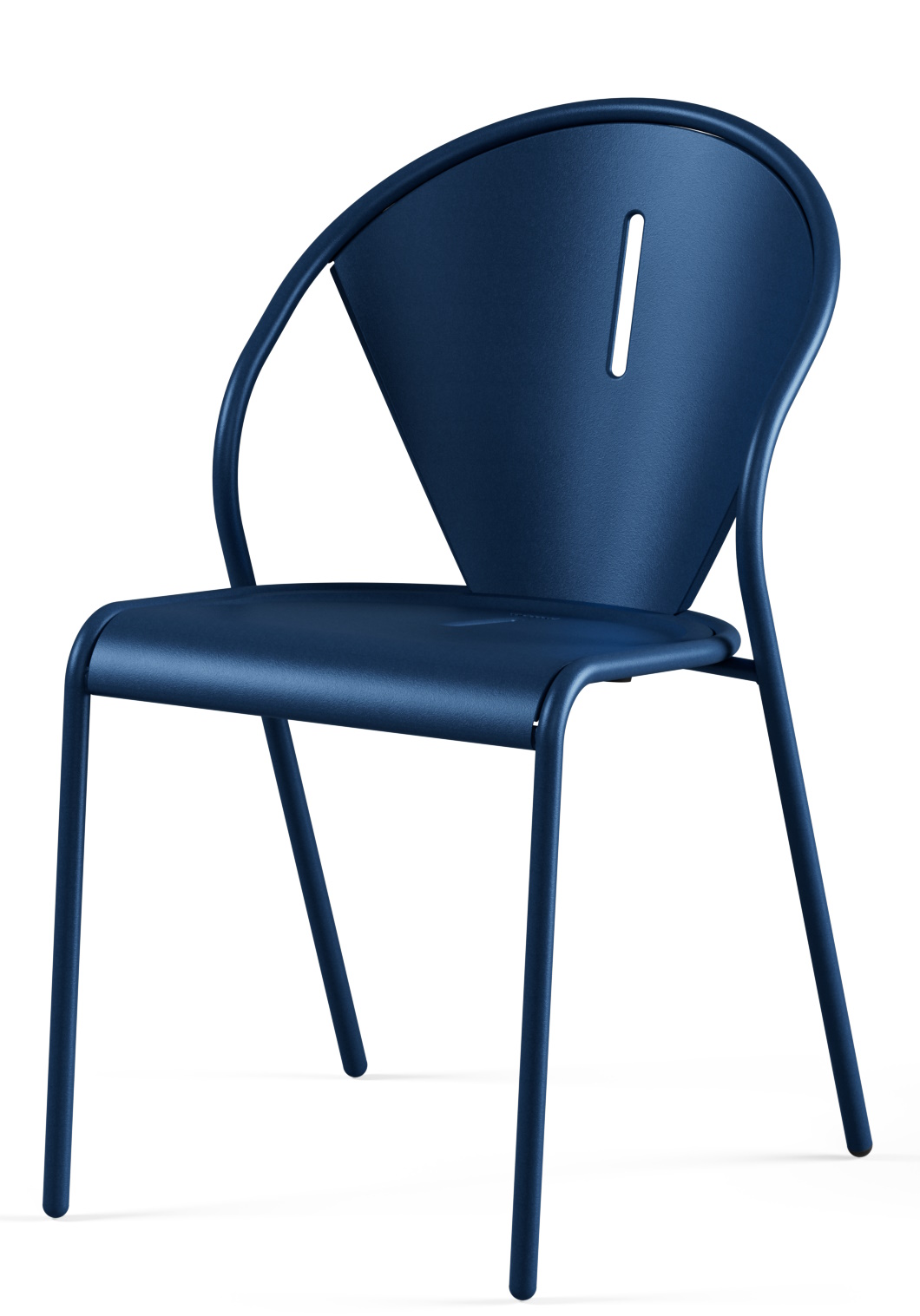 Blauer Code Chair Stuhl von Emu für den Außenbereich, minimalistisches Design mit Stahlrahmen.
