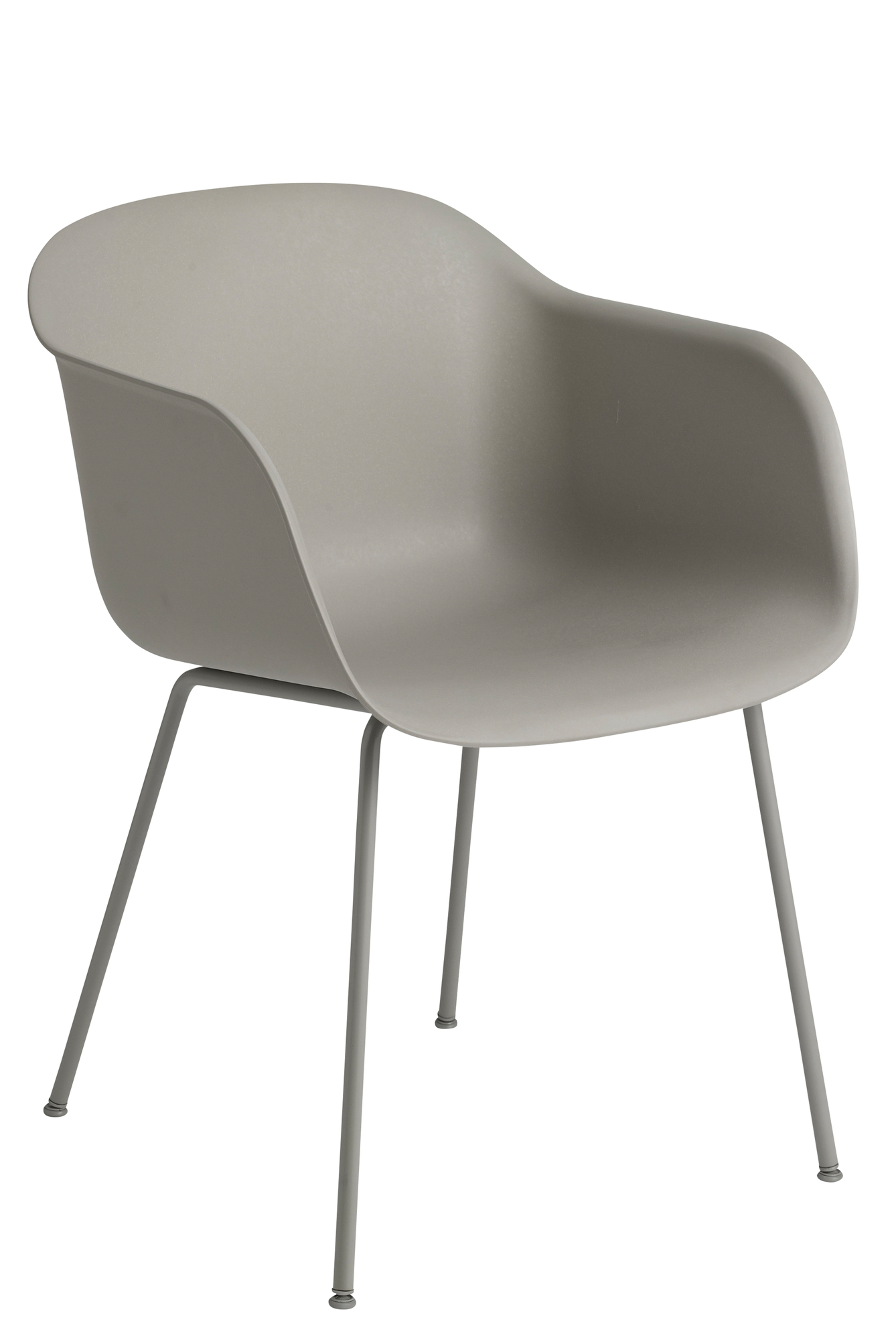 Muuto Fiber Armchair mit Stahlrohrgestell, ein moderner Stuhl in Grau für Esszimmer und Büro.