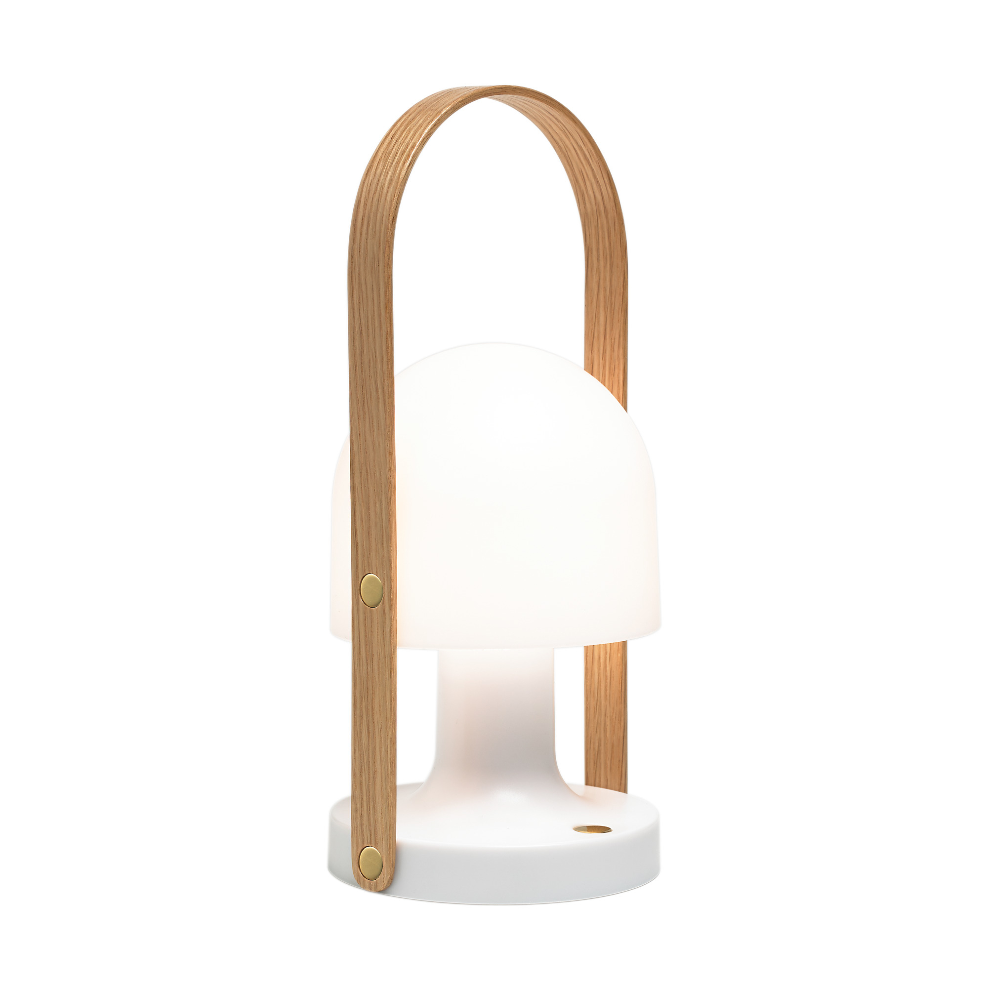 FollowMe LED Akkuleuchte mit Holzgriff. Tragbare Tischleuchte für Innen und Außen.