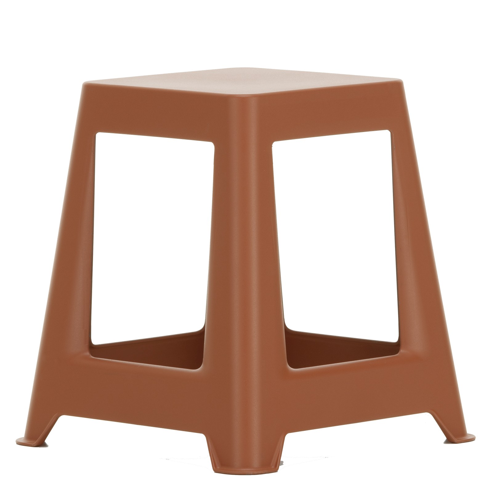 Brauner Chap Hocker von Vitra, moderner Kunststoffhocker für Wohnzimmer und Büro.