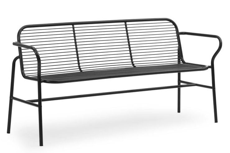 Schwarze Vig Dining Bench Bank von Normann Copenhagen für den Außenbereich, aus Stahl.