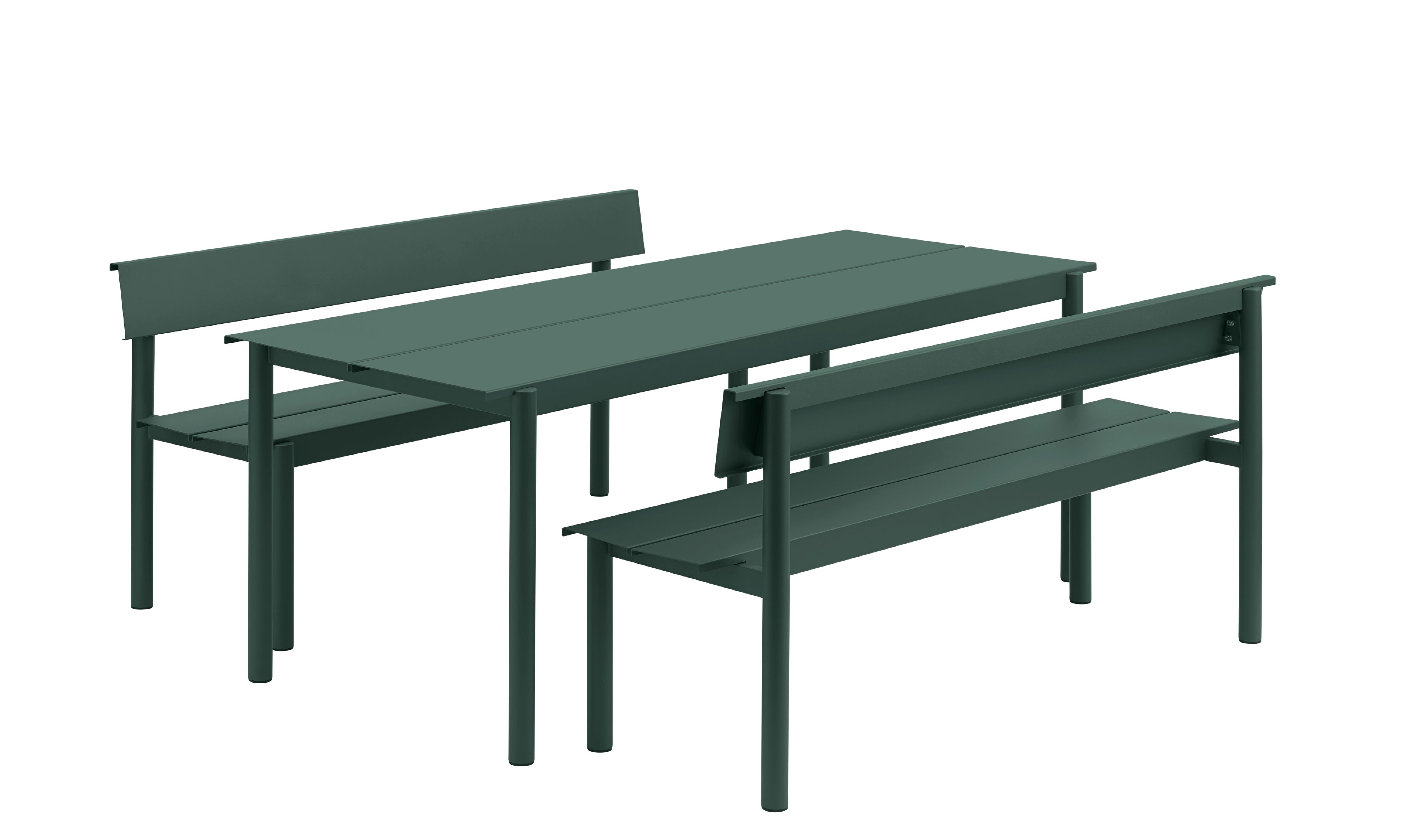 Linear Steel Bench: buitenbank met rugleuning 170 x 34 cm Muuto