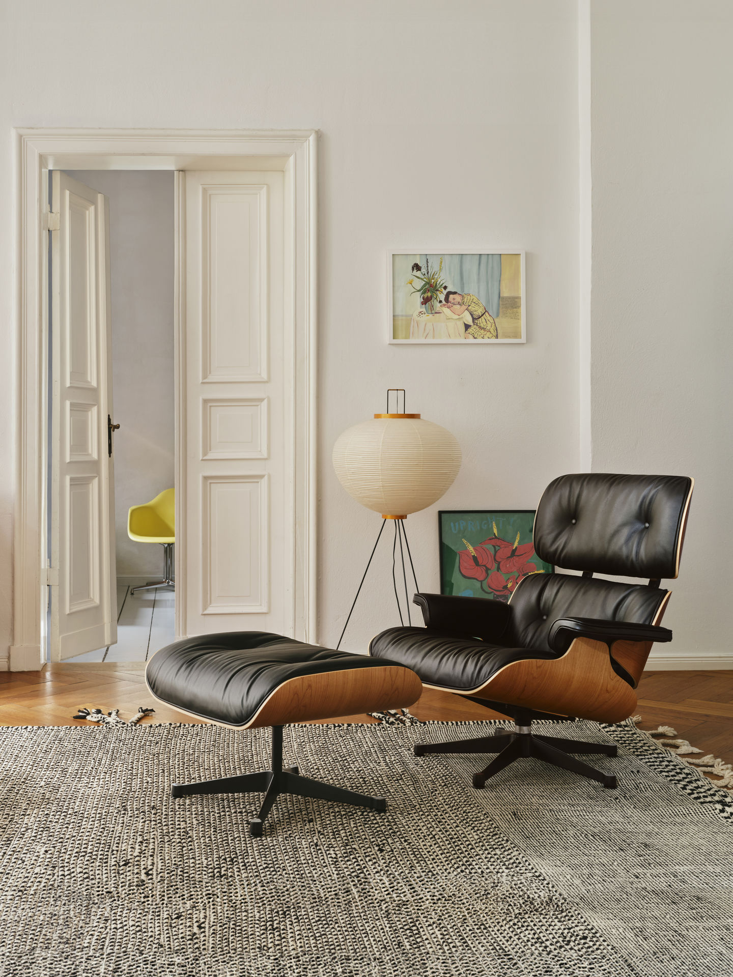 Eames Lounge Chair & Ottoman fauteuil VOORKEURSCOMBINATIE Premium leer Vitra kersenhout naturel