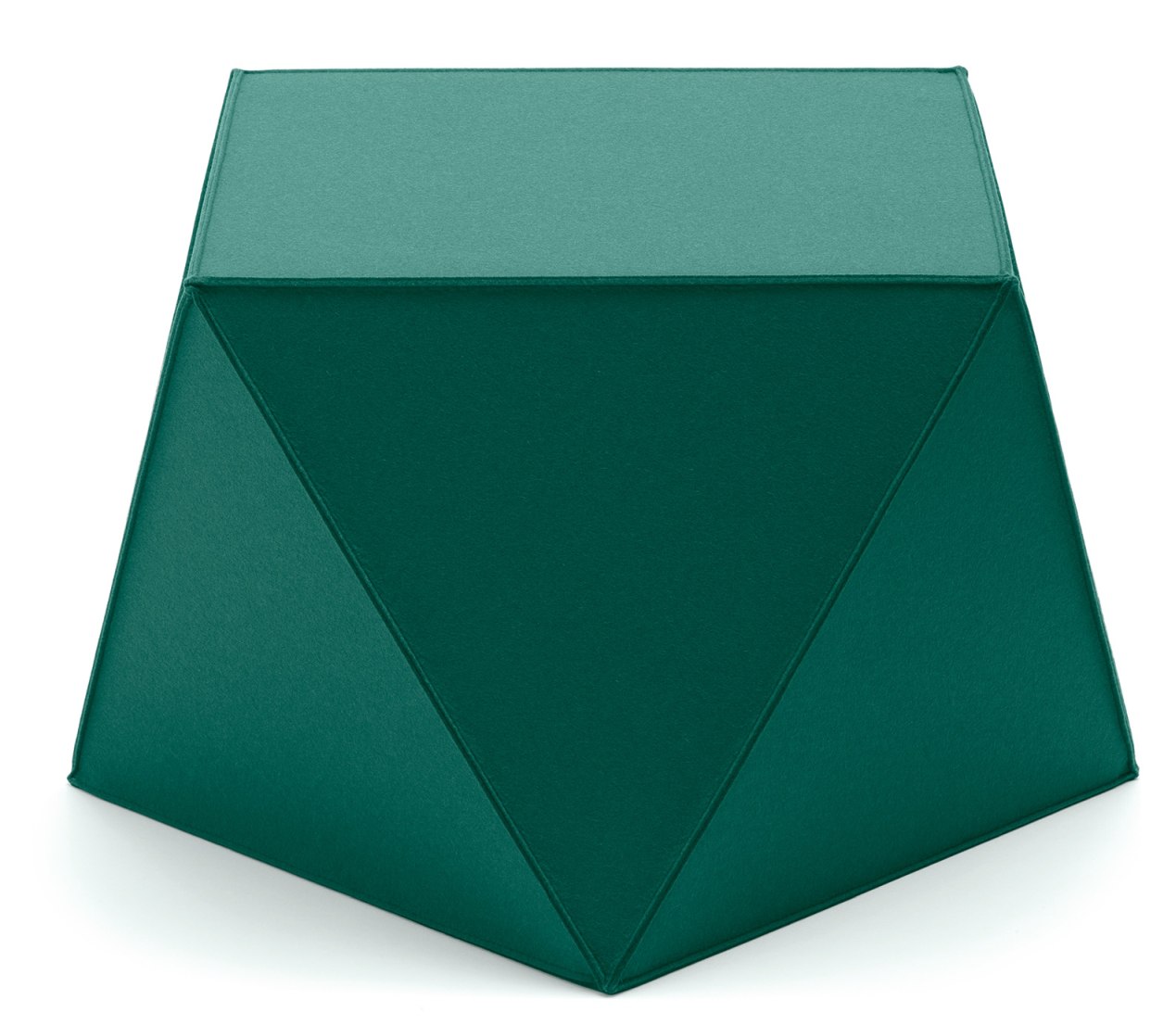 Grüner Diamond Sitzhocker von HEY-SIGN by BWF Group, moderner Filzhocker in geometrischer Form.