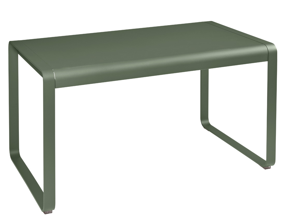 Bellevie Outdoor Tisch von Fermob in Moosgrün, moderner Gartentisch aus Aluminium für Terrasse und Balkon.