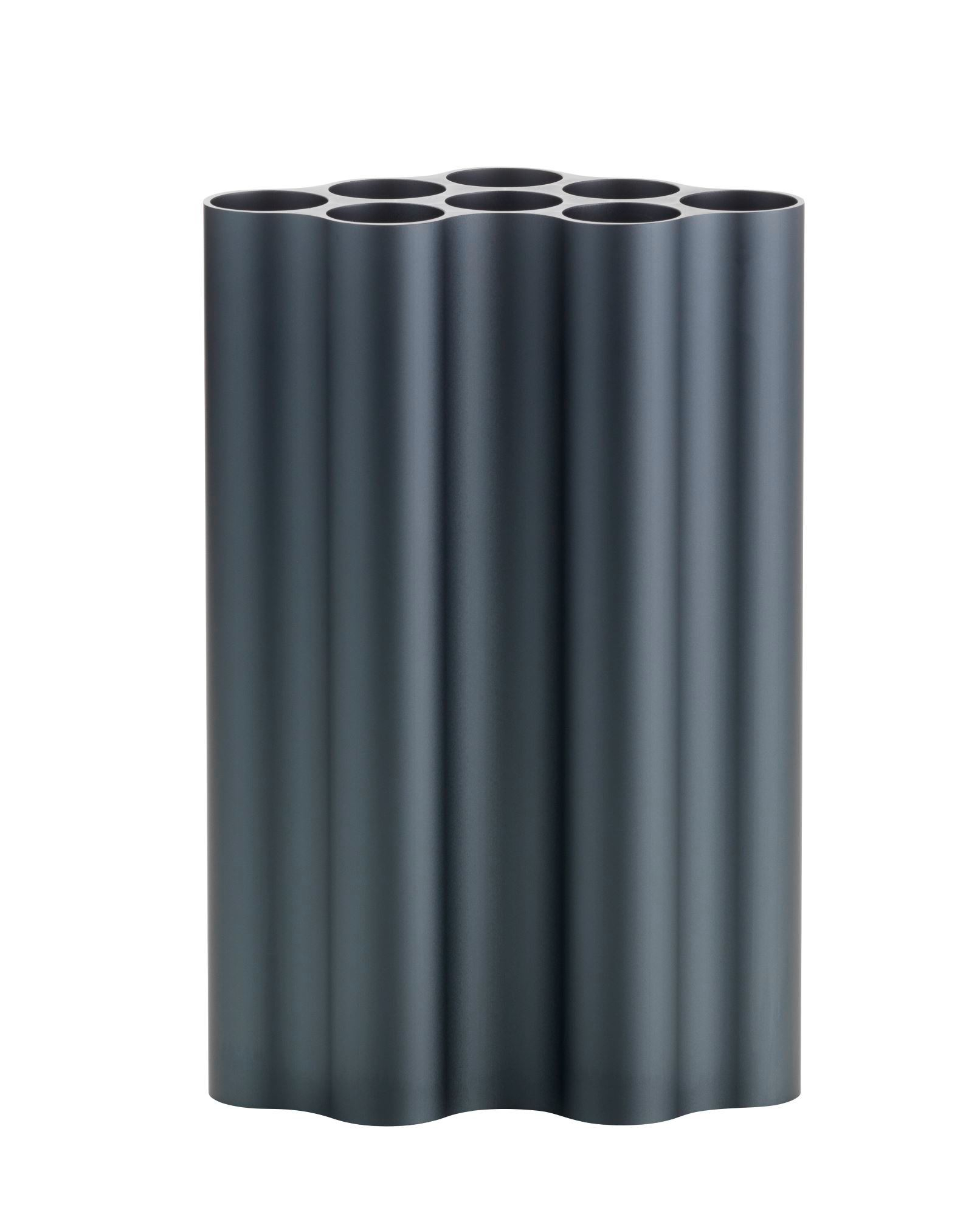 Nuage Vase in Blau-Grau: Moderne Design-Vase mit wellenförmiger Struktur und mehreren Öffnungen.