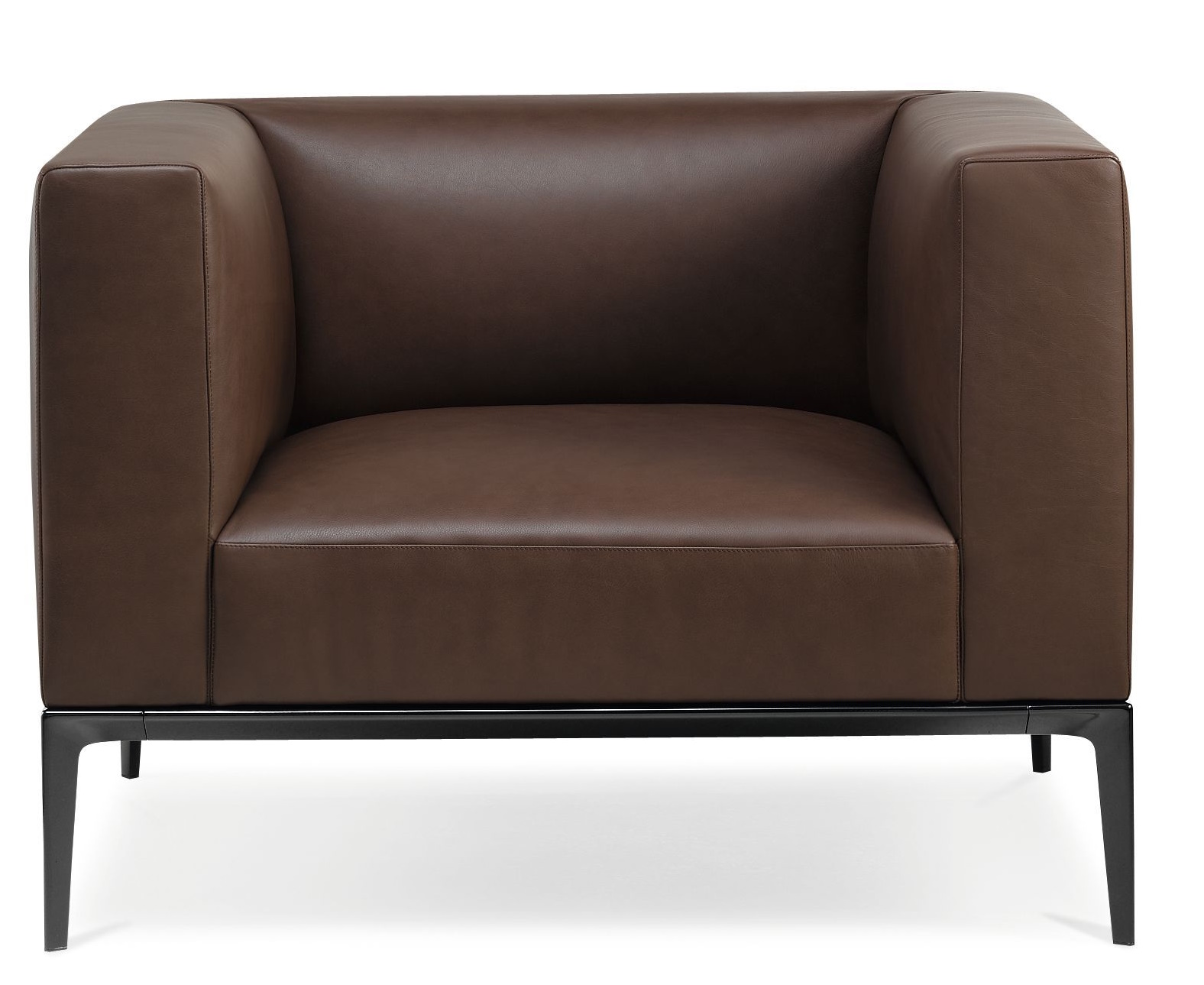 Walter Knoll Jaan Sessel 781 in braunem Leder mit schwarzem Metallgestell, moderner Design-Sessel.