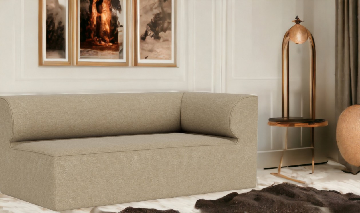 Beige Eave Modular Sofa Ecke von Audo Copenhagen, modernes Design für Wohnzimmer.