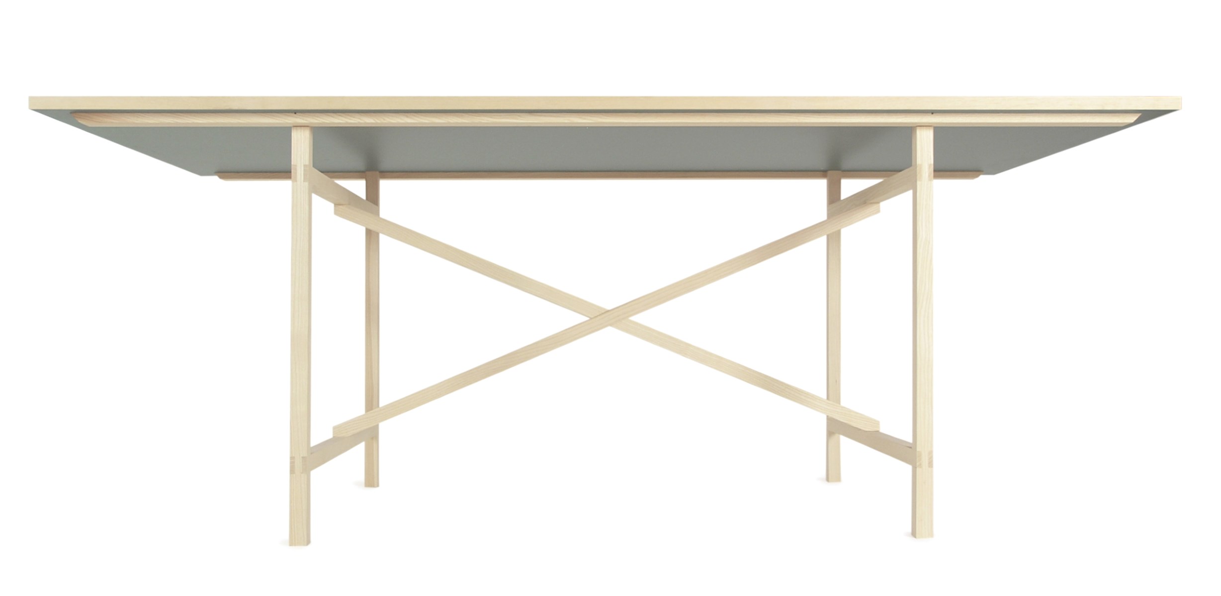 Egon Tisch von Nils Holger Moormann: Moderner Holztisch mit grauer Tischplatte und minimalistischem Design.