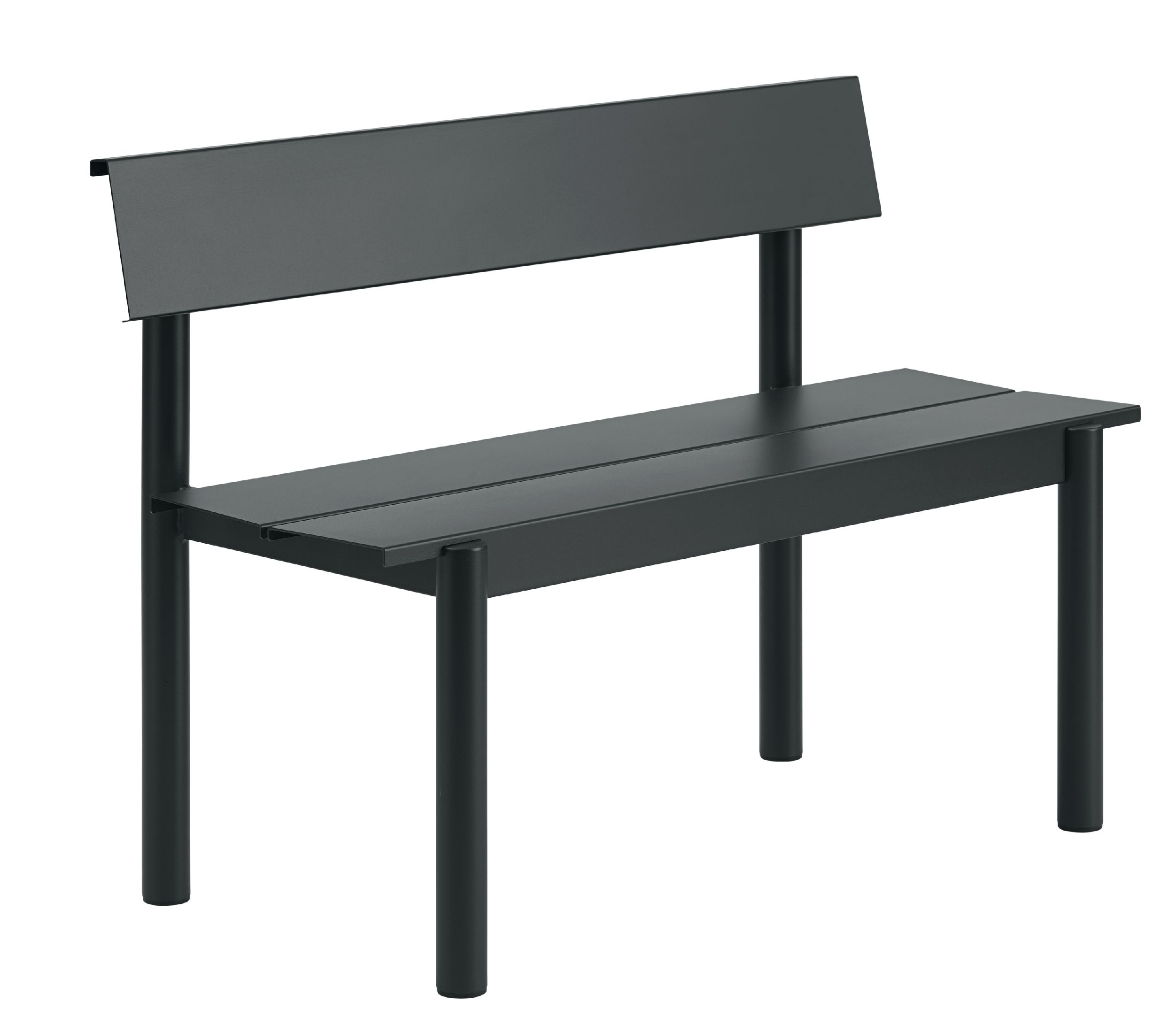Linear Steel Bench: buitenbank met rugleuning 110 x 34 cm Muuto