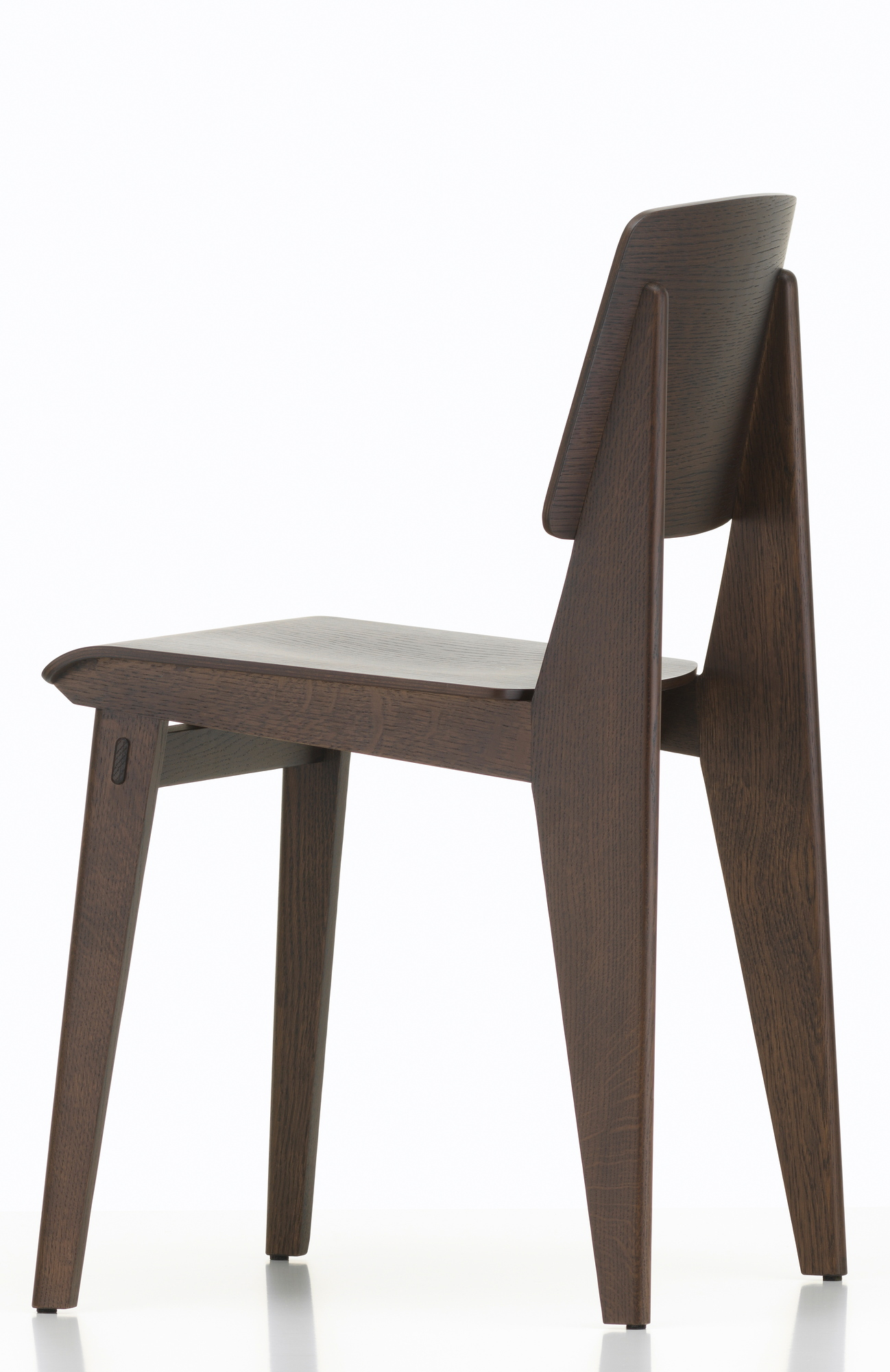Vitra Chaise Tout Bois Stuhl aus dunklem Holz, Seitenansicht, Designklassiker für Esszimmer und Wohnbereich.