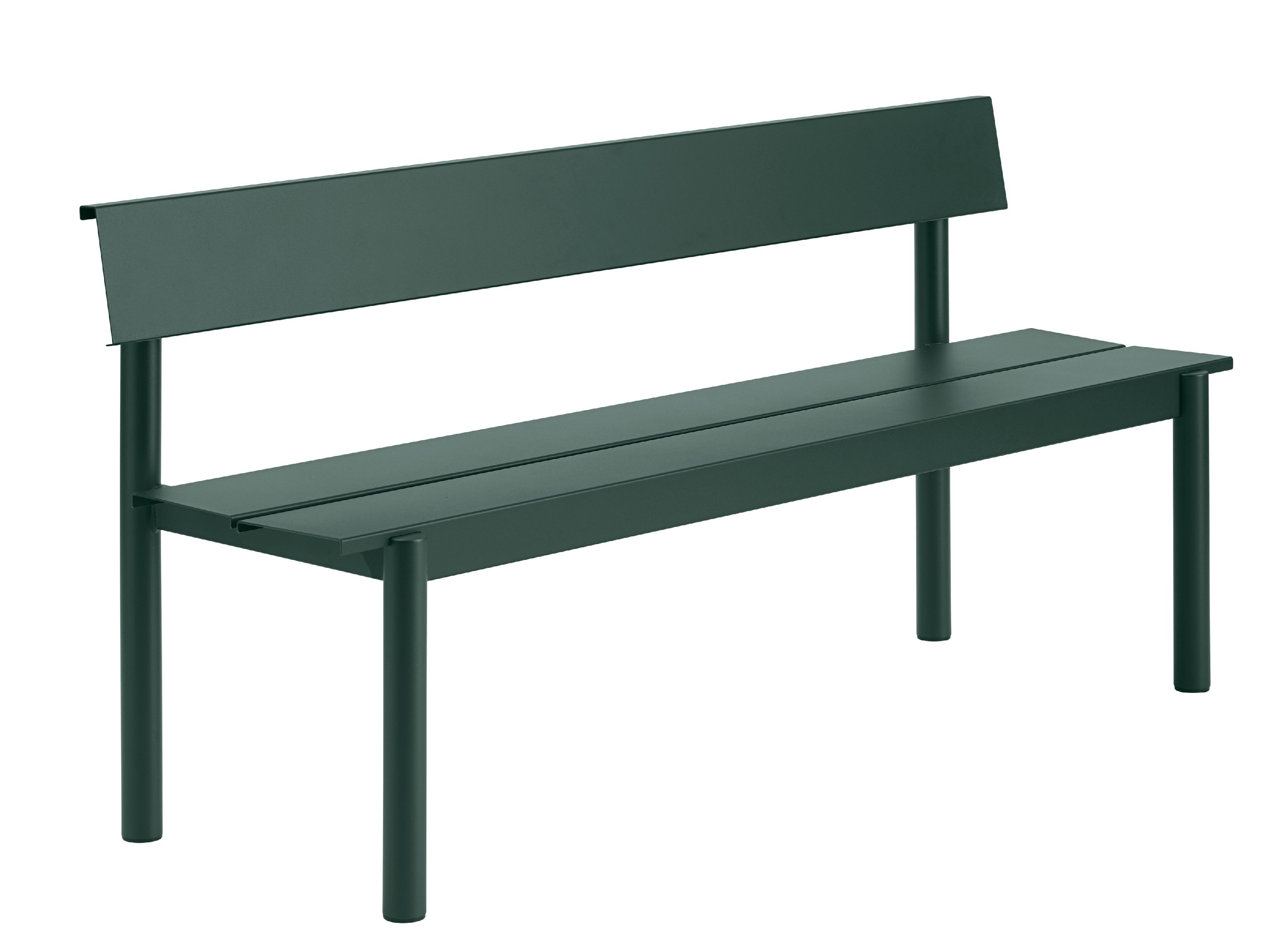 Linear Steel Bench: buitenbank met rugleuning 170 x 34 cm Muuto