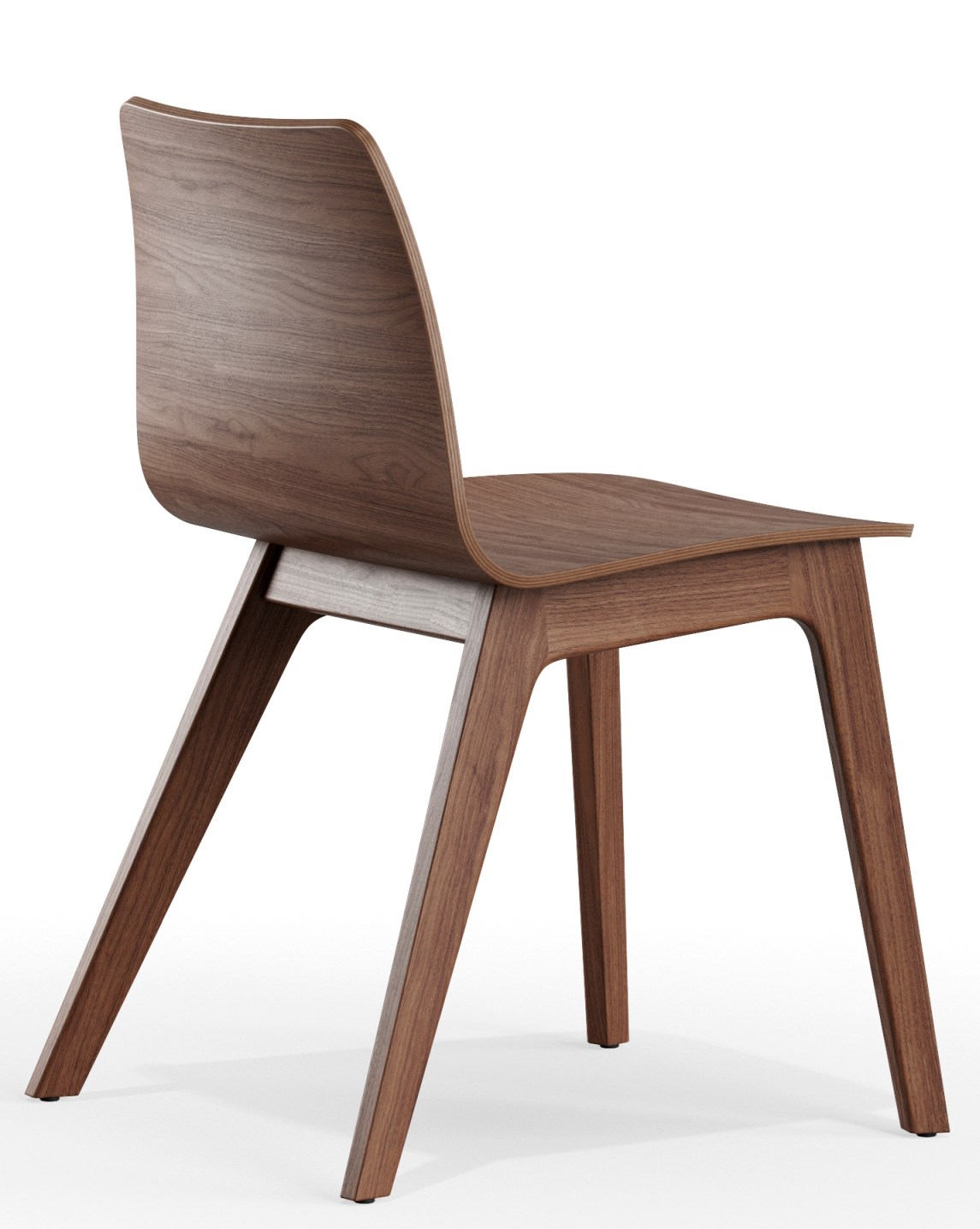 Morph Plus Holzstuhl von Zeitraum, Ansicht von hinten, ergonomisch geformter Sitz und Rückenlehne.