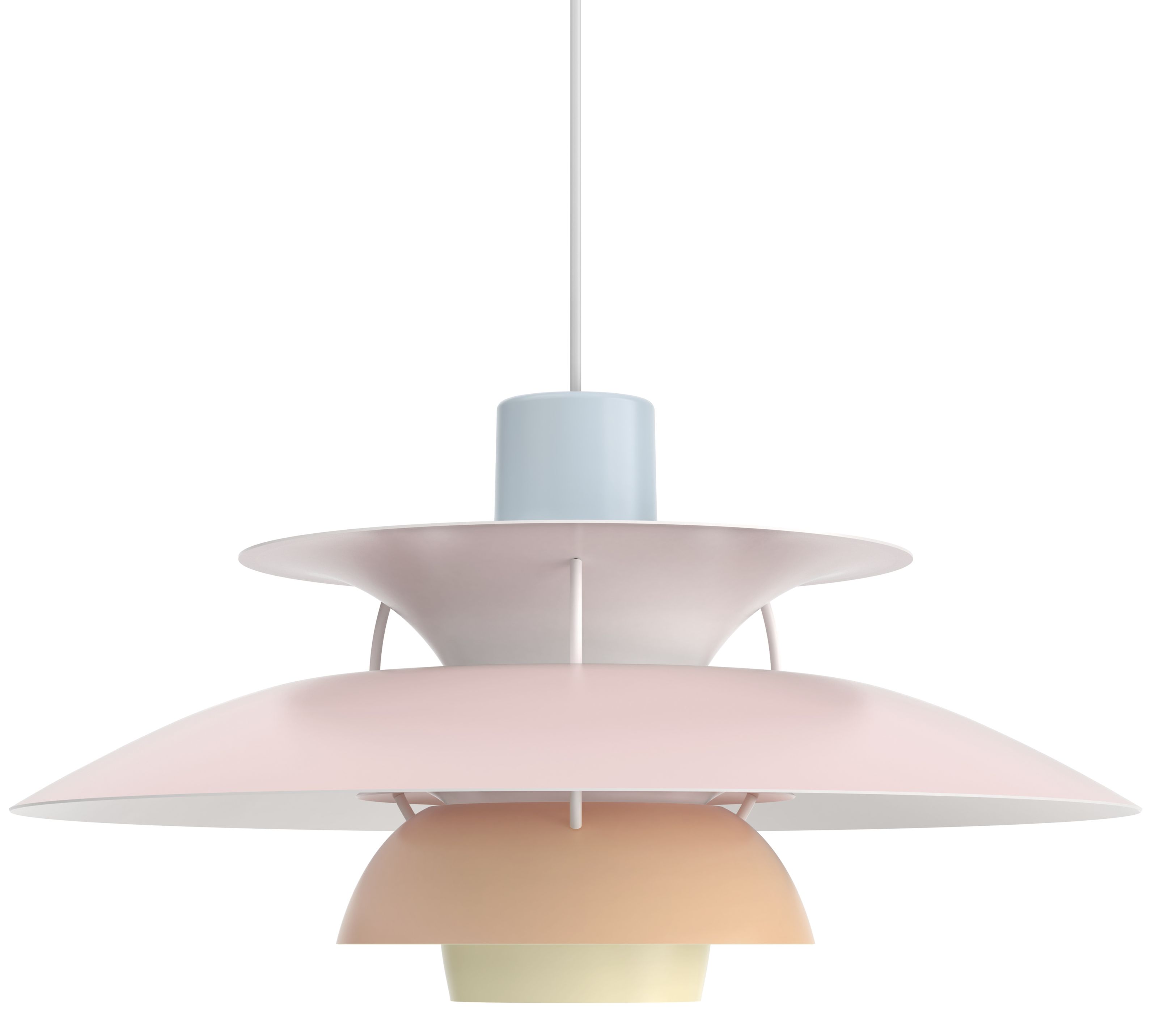 PH 5 Pendelleuchte von Louis Poulsen in Pastellfarben, modernes Design für Wohnzimmer und Esszimmer.