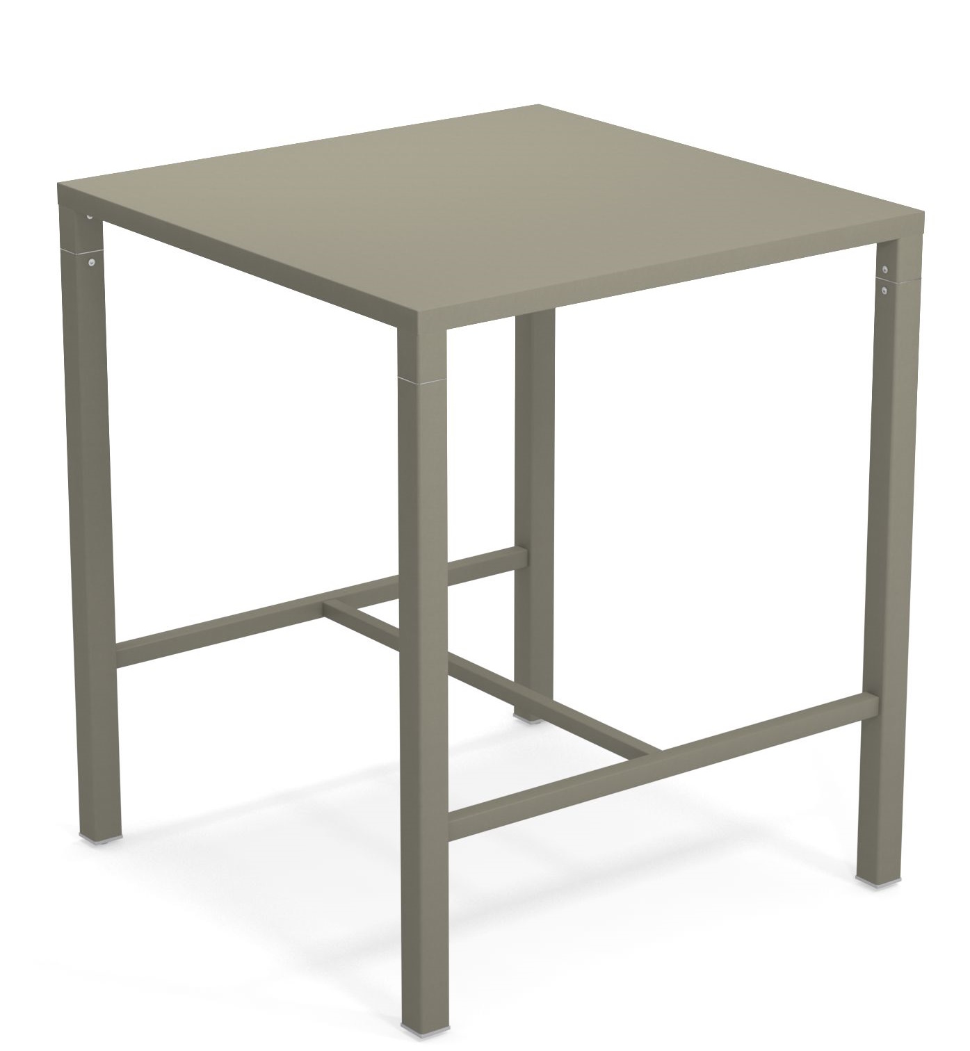 Quadratischer Nova Hochtisch Outdoor von Emu in Taupe, ideal für Garten, Terrasse und Balkon.